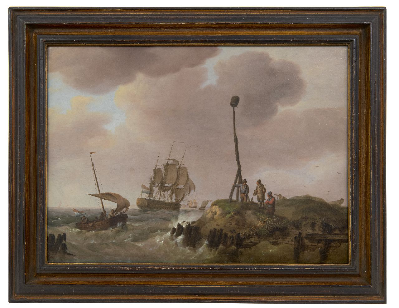 Koekkoek J.H. | Johannes Hermanus Koekkoek, Engels oorlogsschip in de Zeeuwse wateren, olieverf op paneel 35,6 x 48,8 cm, gesigneerd rechtsonder Koekkoek J.H. | Johannes Hermanus Koekkoek, Engels oorlogsschip in de Zeeuwse wateren, olieverf op paneel 35,6 x 48,8 cm, gesigneerd rechtsonder