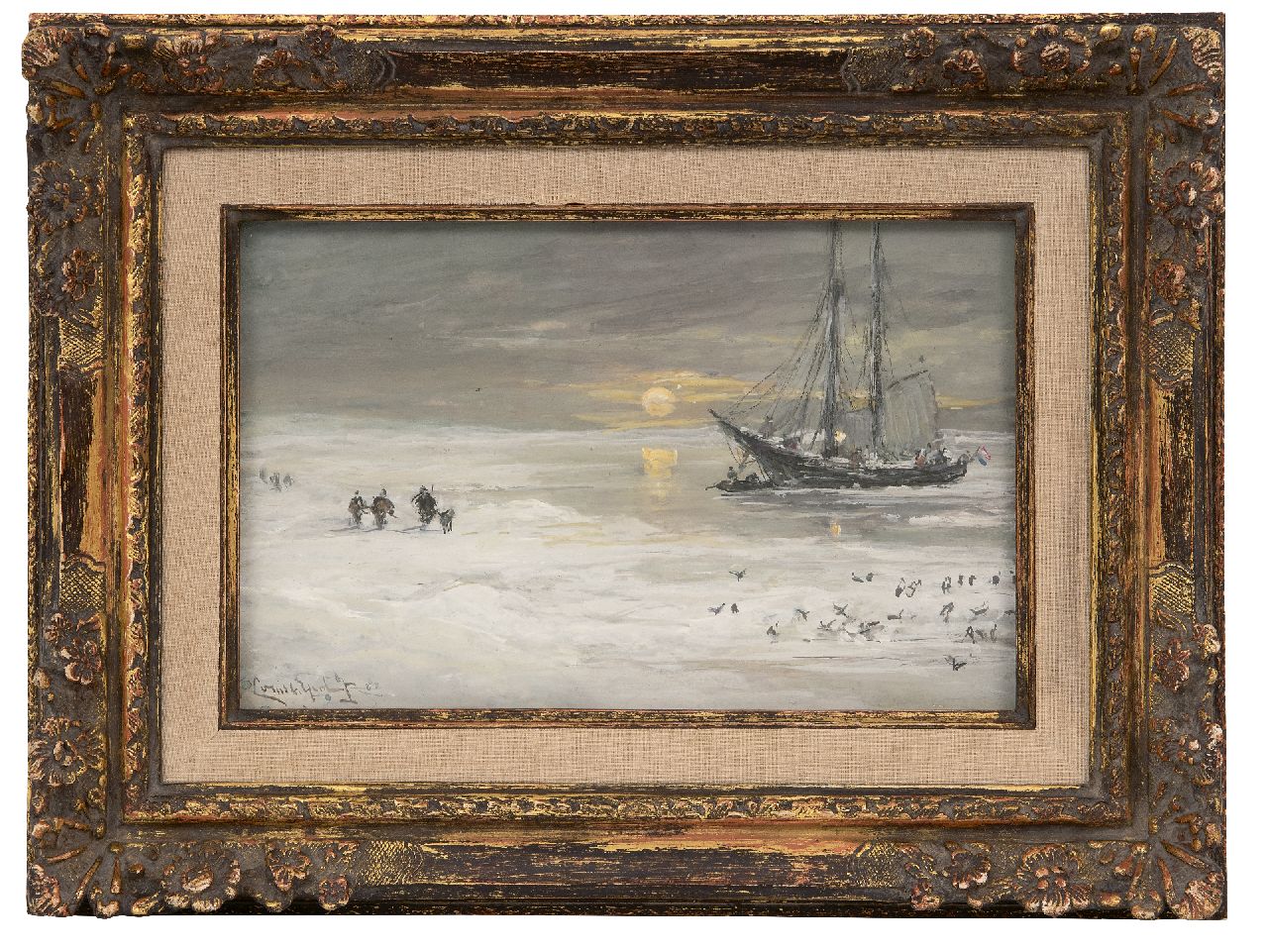 Apol L.F.H. | Lodewijk Franciscus Hendrik 'Louis' Apol, Jacht op Nova Zembla, aquarel op papier 15,7 x 24,6 cm, gesigneerd linksonder en gedateerd '82 Apol L.F.H. | Lodewijk Franciscus Hendrik 'Louis' Apol, Jacht op Nova Zembla, aquarel op papier 15,7 x 24,6 cm, gesigneerd linksonder en gedateerd '82