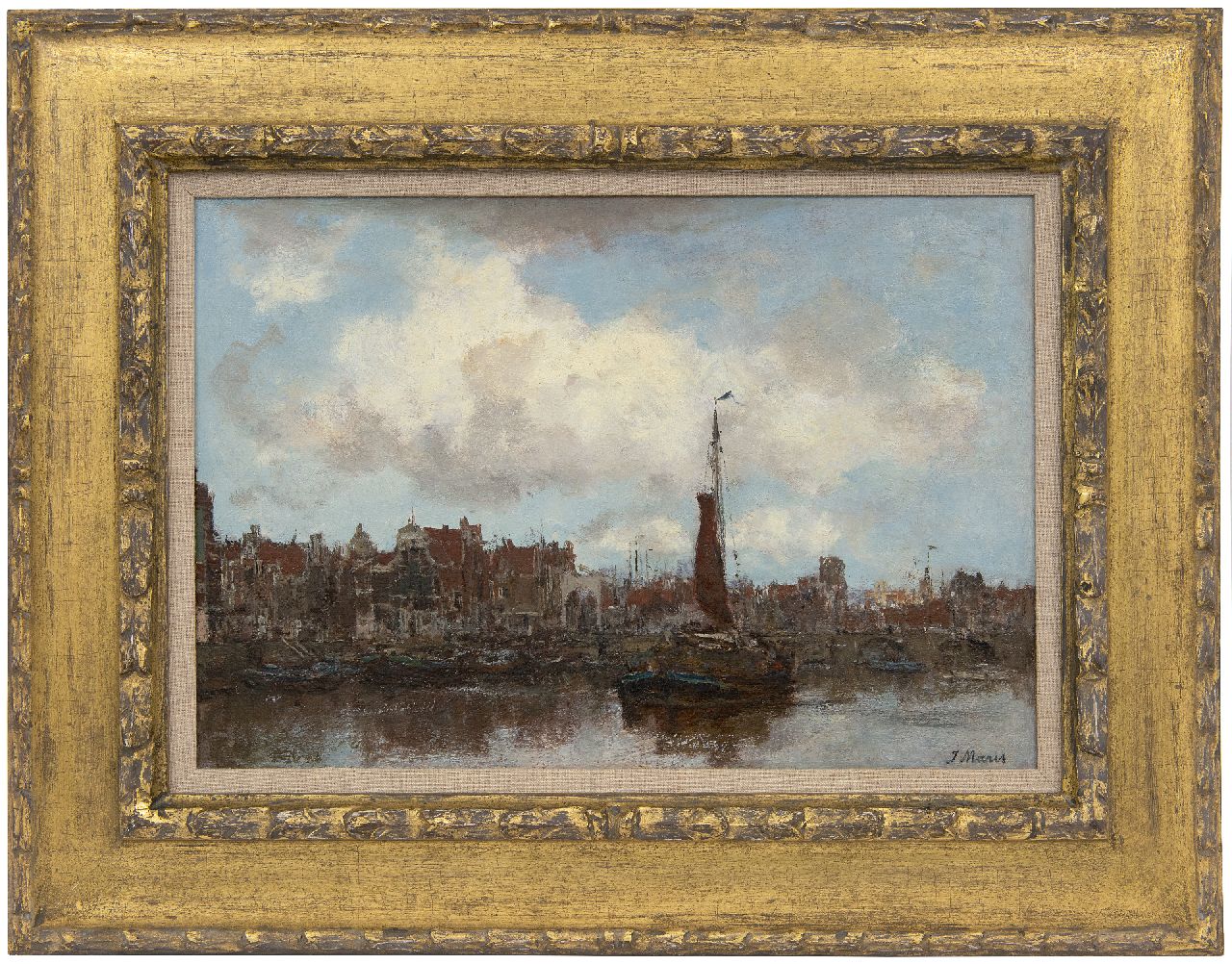Maris J.H. | Jacobus Hendricus 'Jacob' Maris | Schilderijen te koop aangeboden | Gezicht op een stad (Amsterdam), olieverf op doek 31,3 x 44,9 cm, gesigneerd rechtsonder en jaren '80 Maris J.H. | Jacobus Hendricus 'Jacob' Maris | Schilderijen te koop aangeboden | Gezicht op een stad (Amsterdam), olieverf op doek 31,3 x 44,9 cm, gesigneerd rechtsonder en jaren '80