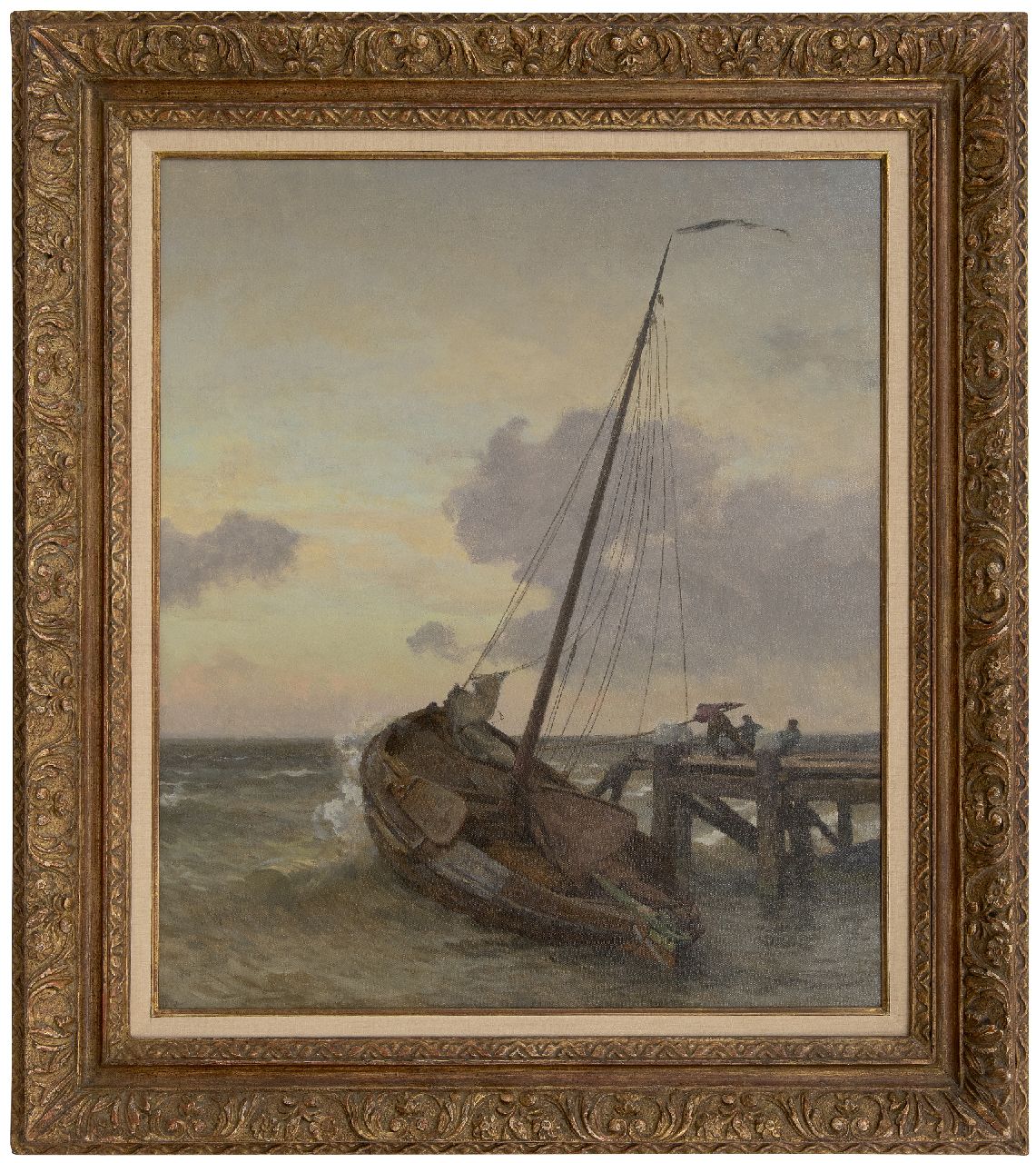 Tholen W.B. | Willem Bastiaan Tholen, Woelige Zuiderzee, olieverf op doek 71,1 x 60,5 cm, gesigneerd rechtsonder op de steiger Tholen W.B. | Willem Bastiaan Tholen, Woelige Zuiderzee, olieverf op doek 71,1 x 60,5 cm, gesigneerd rechtsonder op de steiger