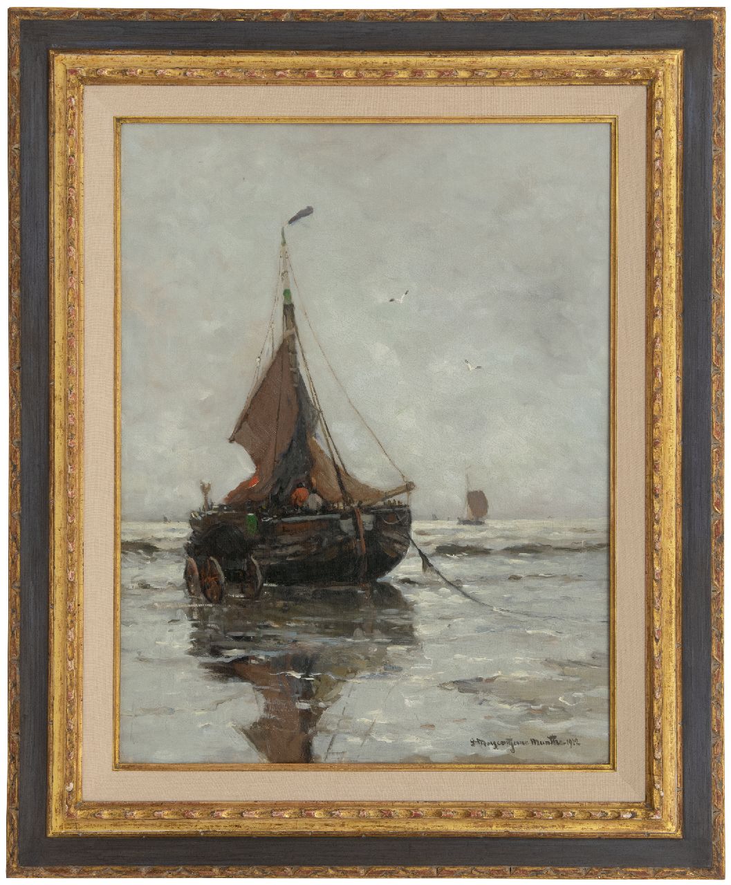 Munthe G.A.L.  | Gerhard Arij Ludwig 'Morgenstjerne' Munthe, Bomschuit op het strand, Katwijk, olieverf op doek 67,3 x 51,6 cm, gesigneerd rechtsonder en gedateerd 1912