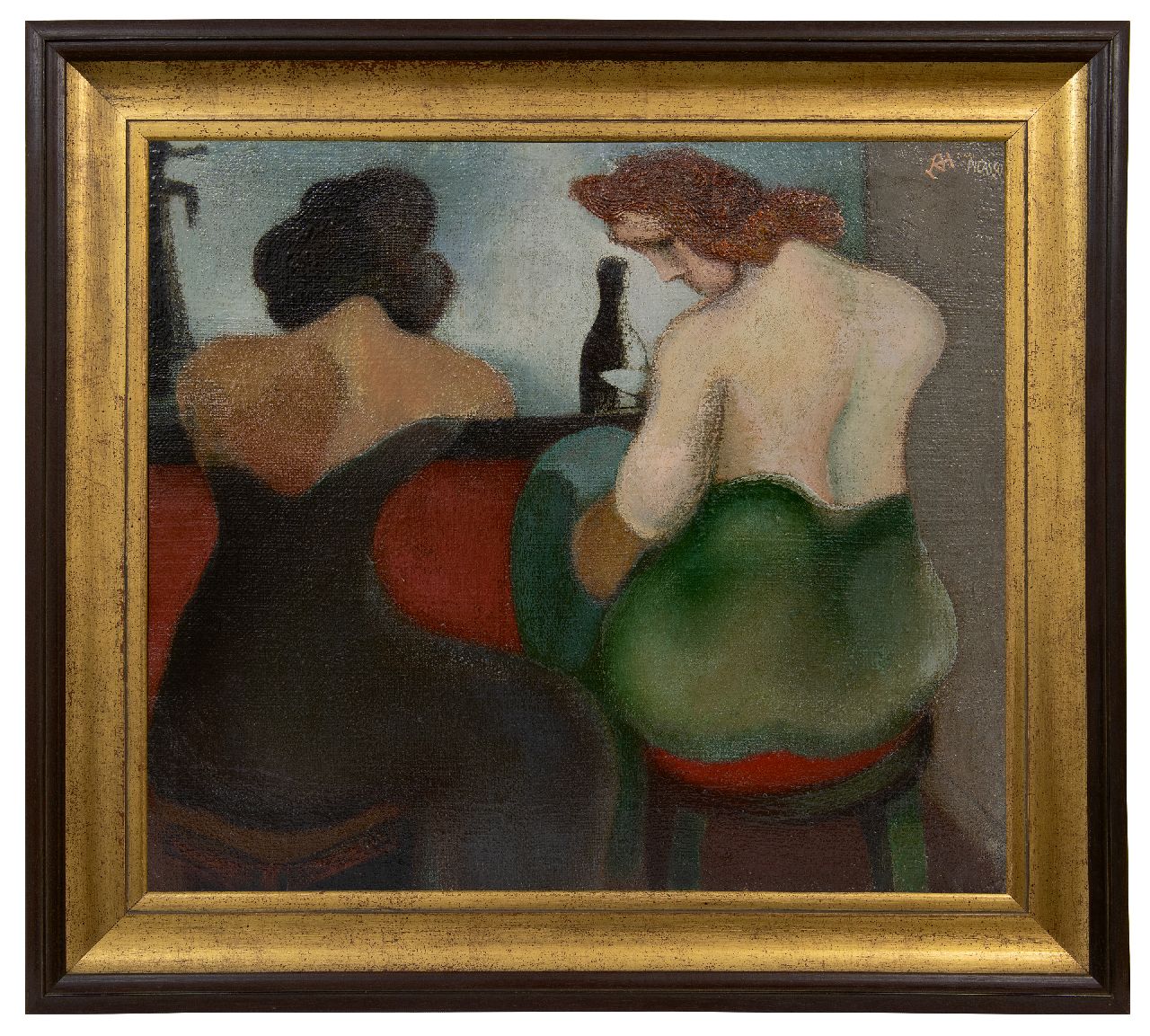 Henkes R.L.J.  | Roelof Lucas Johannes 'Dolf' Henkes, Het bordeel, olieverf op doek 54,0 x 62,0 cm, gesigneerd rechtsboven met initialen