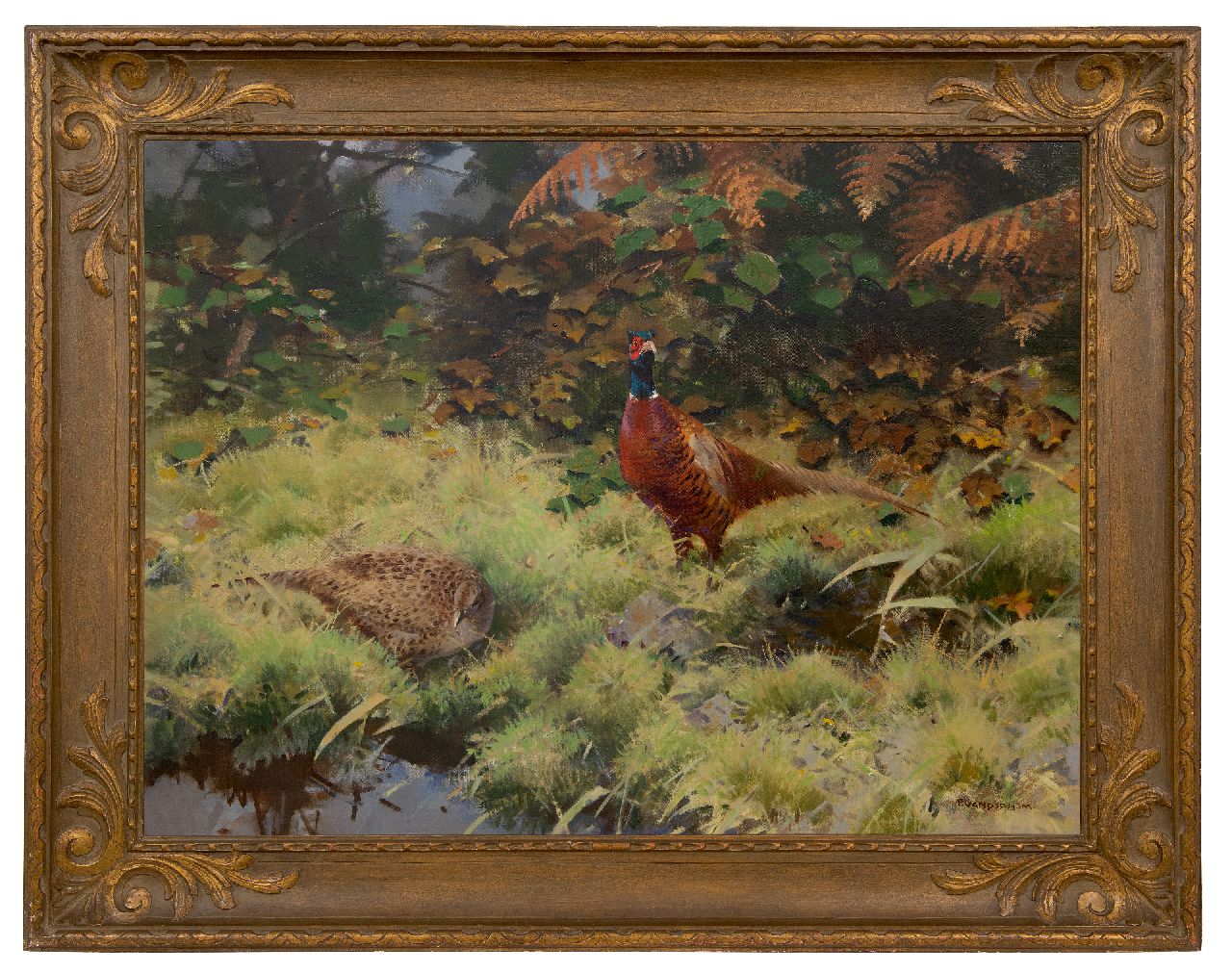 Hem P. van der | Pieter 'Piet' van der Hem | Schilderijen te koop aangeboden | Fazantenkoppel, olieverf op doek 74,8 x 104,0 cm, gesigneerd rechtsonder