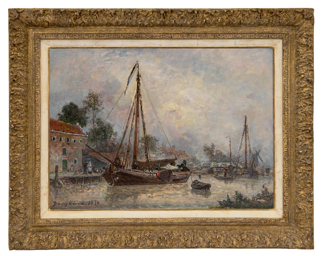 Jongkind J.B. | Johan Barthold Jongkind, Environs de Dordrecht, olieverf op doek 33,5 x 46,4 cm, gesigneerd linksonder en gedateerd 1870 Jongkind J.B. | Johan Barthold Jongkind, Environs de Dordrecht, olieverf op doek 33,5 x 46,4 cm, gesigneerd linksonder en gedateerd 1870