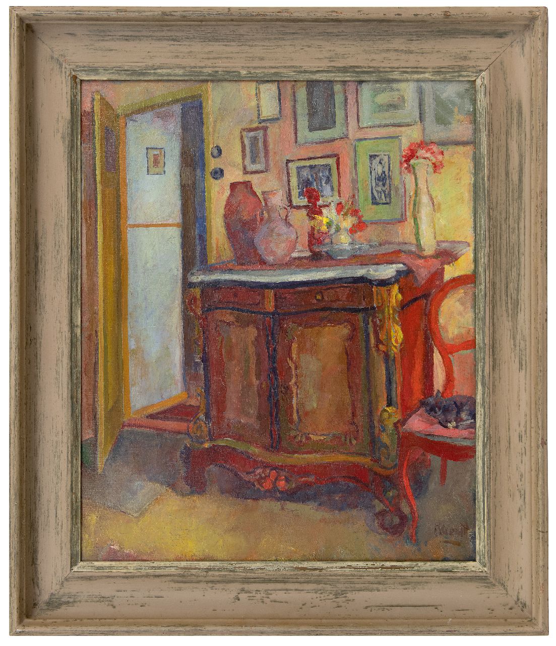 Kievit C. | Cornelis Kievit, Interieur, olieverf op doek 70,0 x 55,0 cm, gesigneerd rechtsonder Kievit C. | Cornelis Kievit, Interieur, olieverf op doek 70,0 x 55,0 cm, gesigneerd rechtsonder