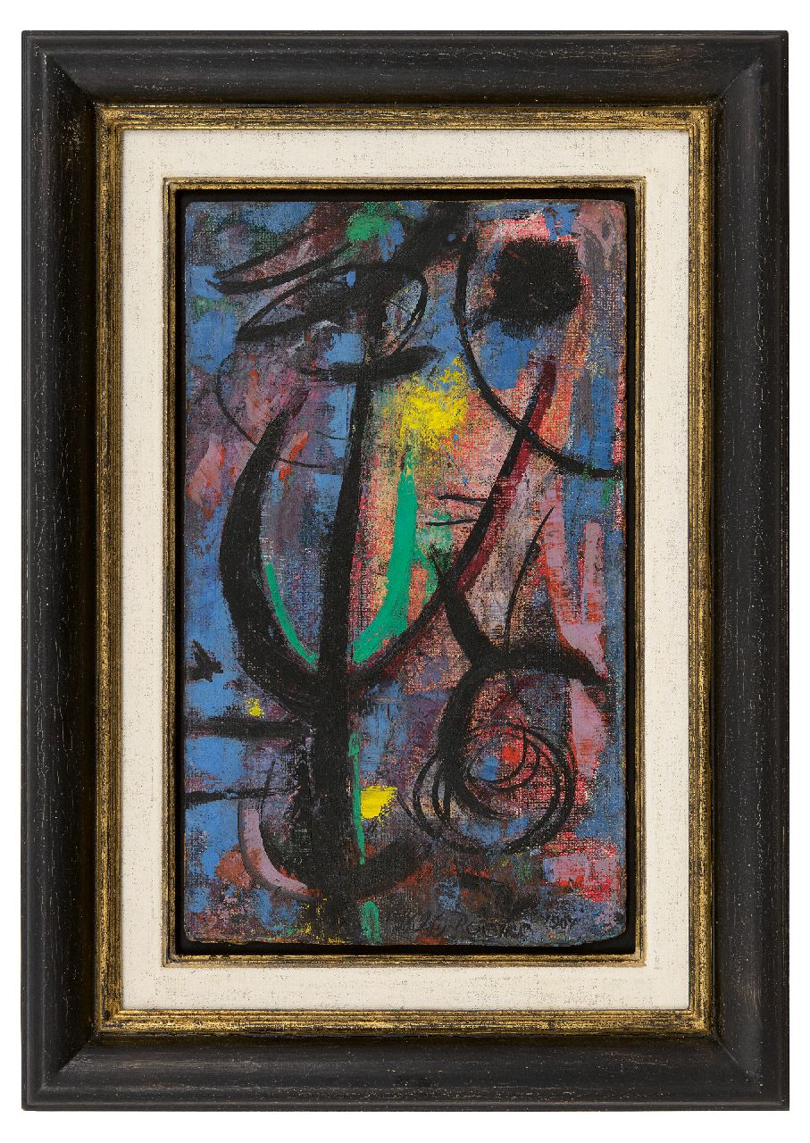Boers W.H.F. | 'Willy' Herman Friederich Boers | Schilderijen te koop aangeboden | Vluchtig moment, olieverf op board 36,7 x 21,8 cm, gesigneerd rechtsonder en gedateerd 1951 Boers W.H.F. | 'Willy' Herman Friederich Boers | Schilderijen te koop aangeboden | Vluchtig moment, olieverf op board 36,7 x 21,8 cm, gesigneerd rechtsonder en gedateerd 1951