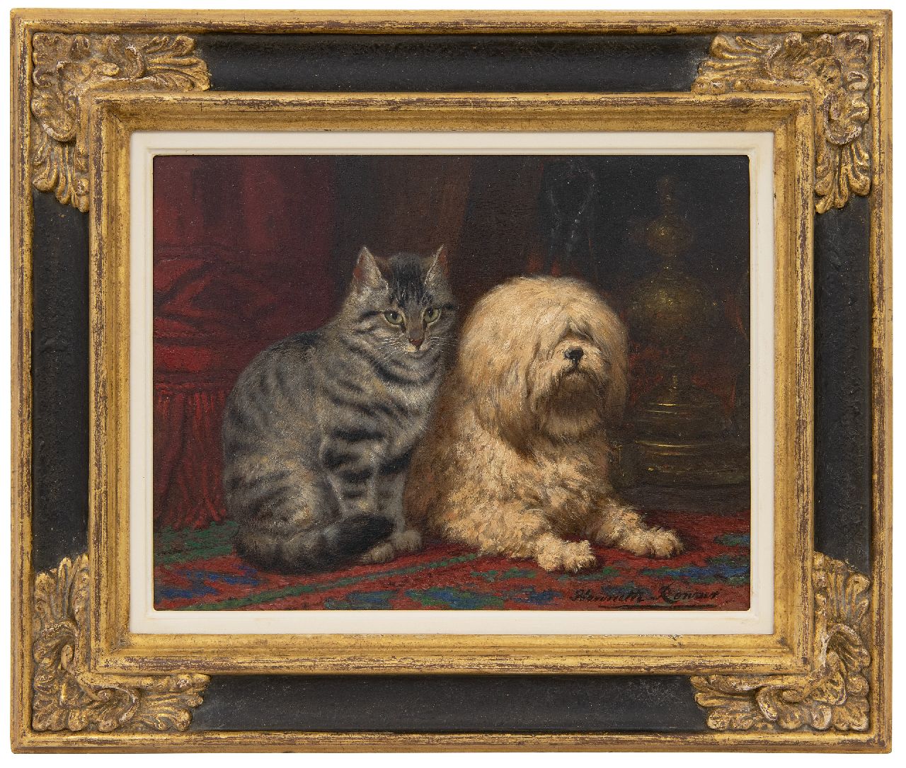 Ronner-Knip H. | Henriette Ronner-Knip | Schilderijen te koop aangeboden | De twee vrienden, olieverf op paneel 24,3 x 31,9 cm, gesigneerd rechtsonder Ronner-Knip H. | Henriette Ronner-Knip | Schilderijen te koop aangeboden | De twee vrienden, olieverf op paneel 24,3 x 31,9 cm, gesigneerd rechtsonder
