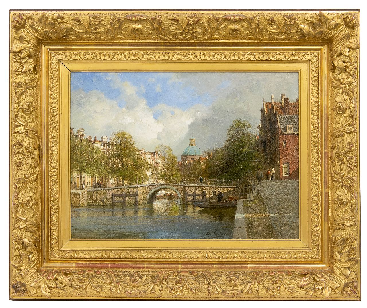Klinkenberg J.C.K. | Johannes Christiaan Karel Klinkenberg, Het Singel in Amsterdam ter hoogte van de Brouwersgracht, olieverf op doek 39,4 x 53,7 cm, gesigneerd middenonder Klinkenberg J.C.K. | Johannes Christiaan Karel Klinkenberg, Het Singel in Amsterdam ter hoogte van de Brouwersgracht, olieverf op doek 39,4 x 53,7 cm, gesigneerd middenonder