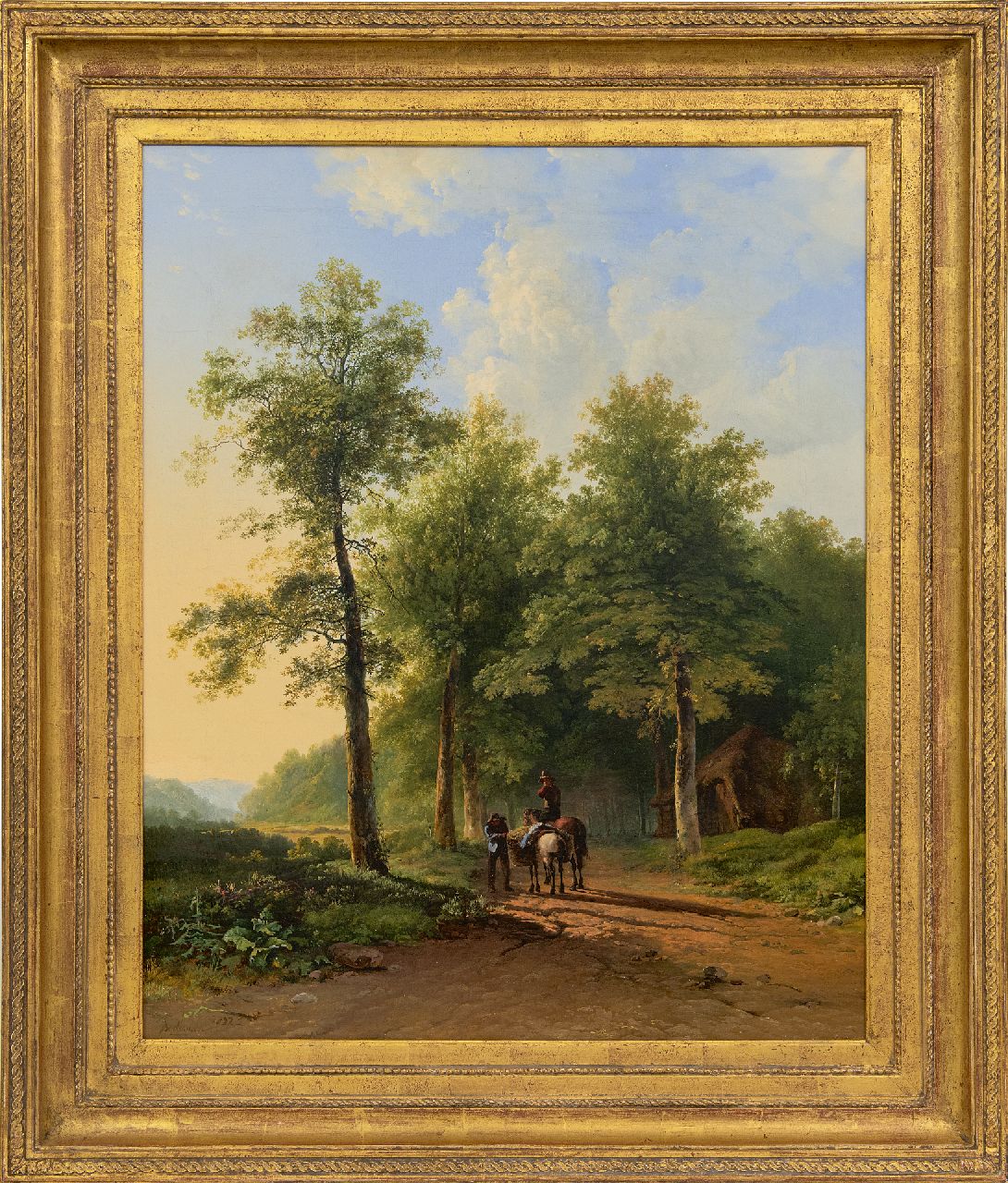 Bodeman W. | Willem Bodeman | Schilderijen te koop aangeboden | Landschap met landvolk en paarden op een late zomerdag, olieverf op doek 67,2 x 54,6 cm, gesigneerd linksonder en gedateerd 1832 Bodeman W. | Willem Bodeman | Schilderijen te koop aangeboden | Landschap met landvolk en paarden op een late zomerdag, olieverf op doek 67,2 x 54,6 cm, gesigneerd linksonder en gedateerd 1832