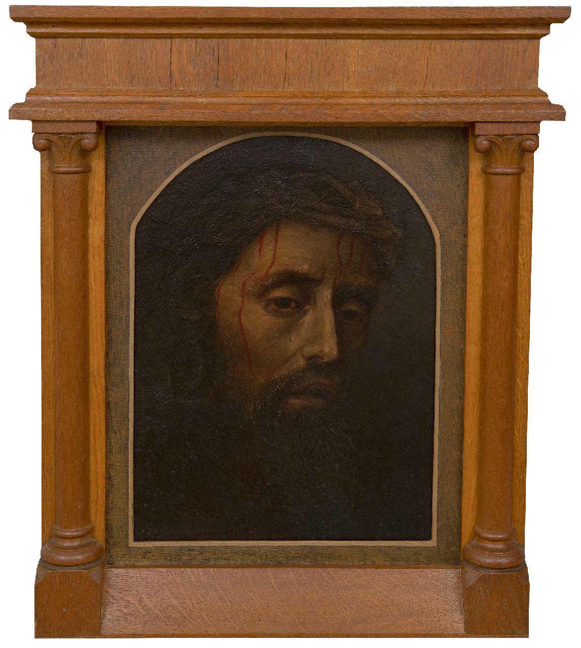 Schouten J.H. | 'Jan' Hadris Schouten | Schilderijen te koop aangeboden | Hoofd van Lijdende Christus met Doornenkroon, olieverf op board op paneel 45,5 x 33,1 cm Schouten J.H. | 'Jan' Hadris Schouten | Schilderijen te koop aangeboden | Hoofd van Lijdende Christus met Doornenkroon, olieverf op board op paneel 45,5 x 33,1 cm