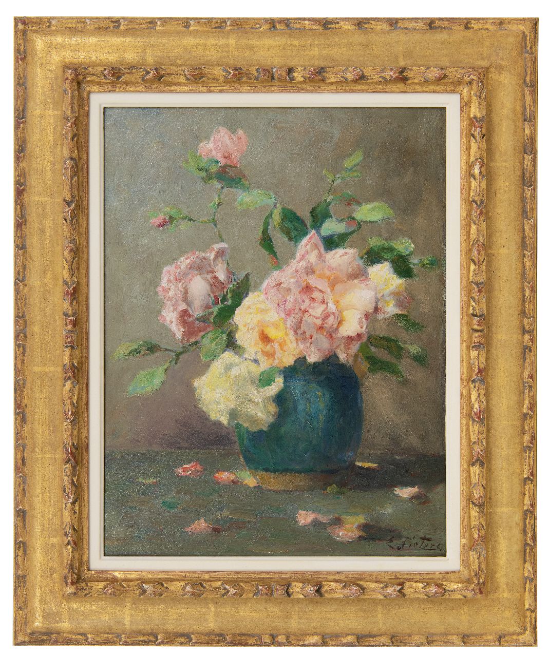 Pieters E. | Evert Pieters, Gemberpot met rozen, olieverf op paneel 40,9 x 31,7 cm, gesigneerd rechtsonder Pieters E. | Evert Pieters, Gemberpot met rozen, olieverf op paneel 40,9 x 31,7 cm, gesigneerd rechtsonder