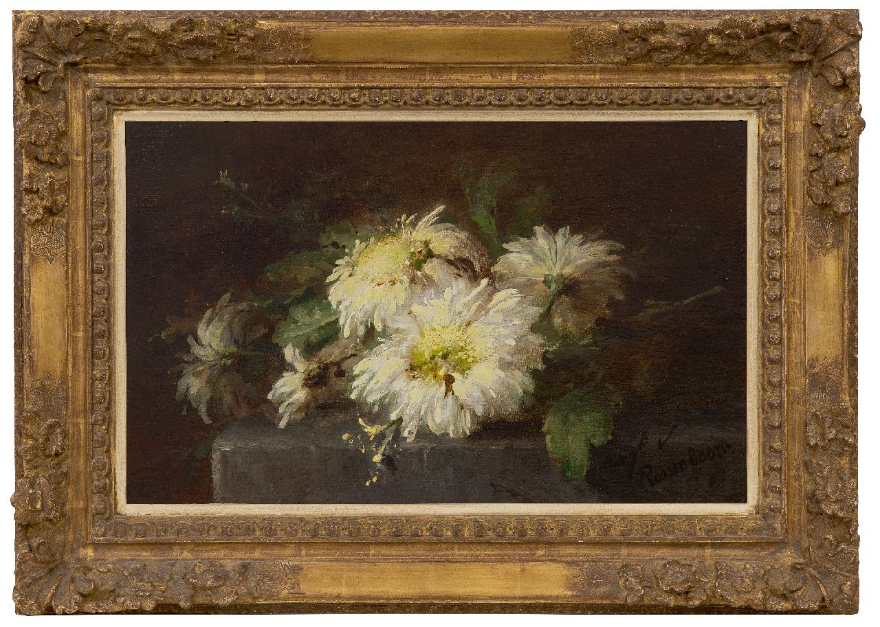Roosenboom M.C.J.W.H. | 'Margaretha' Cornelia Johanna Wilhelmina Henriëtta Roosenboom | Schilderijen te koop aangeboden | Chrysanten op een stenen plint, olieverf op doek 35,7 x 56,4 cm, gesigneerd rechtsonder Roosenboom M.C.J.W.H. | 'Margaretha' Cornelia Johanna Wilhelmina Henriëtta Roosenboom | Schilderijen te koop aangeboden | Chrysanten op een stenen plint, olieverf op doek 35,7 x 56,4 cm, gesigneerd rechtsonder
