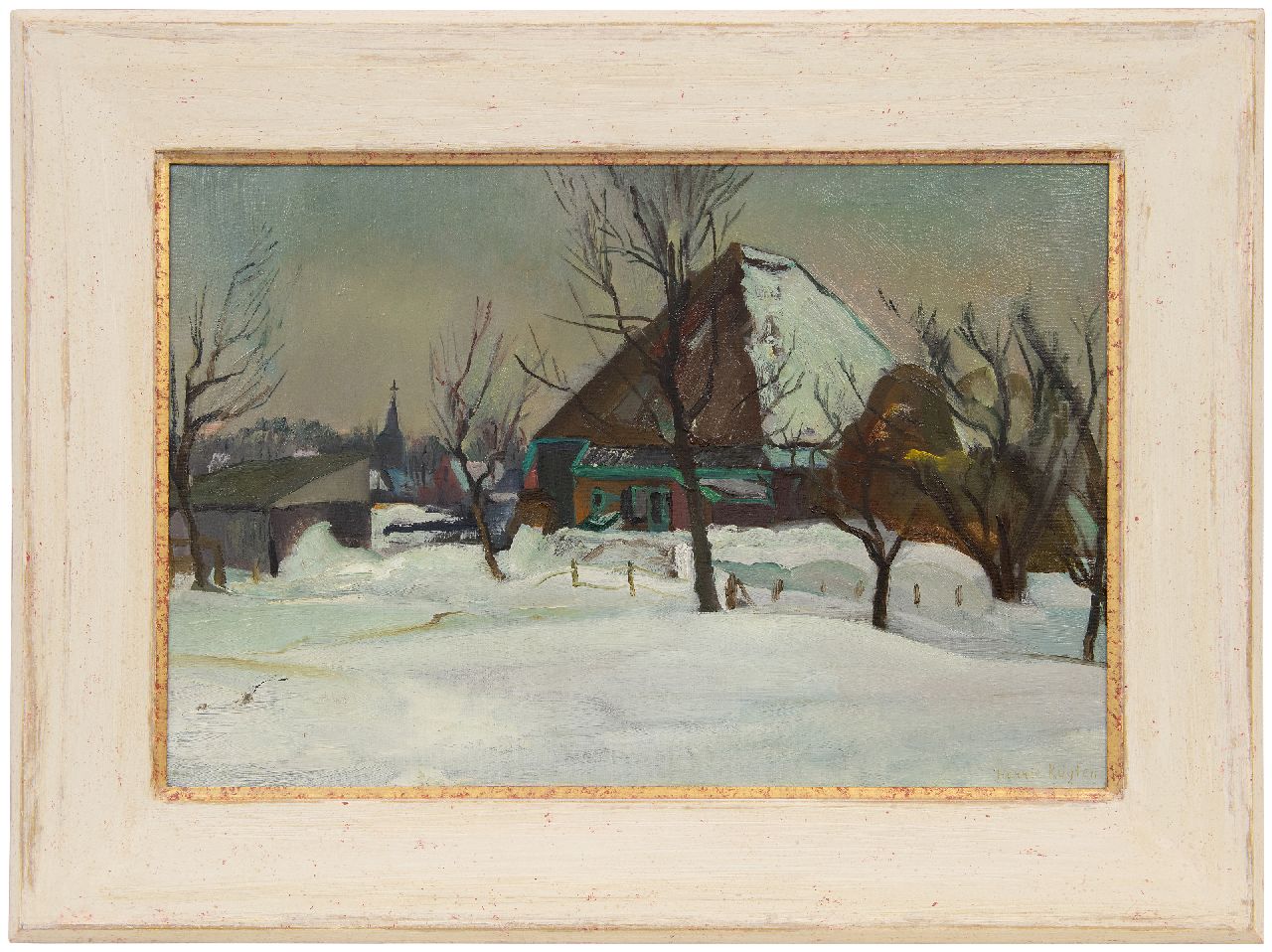 Kuijten H.J. | Henricus Johannes 'Harrie' Kuijten, Boerderij in de sneeuw (vermoedelijk Groet), olieverf op doek 40,0 x 60,2 cm, gesigneerd rechtsonder en op spieraam gedateerd 1942 Kuijten H.J. | Henricus Johannes 'Harrie' Kuijten, Boerderij in de sneeuw (vermoedelijk Groet), olieverf op doek 40,0 x 60,2 cm, gesigneerd rechtsonder en op spieraam gedateerd 1942