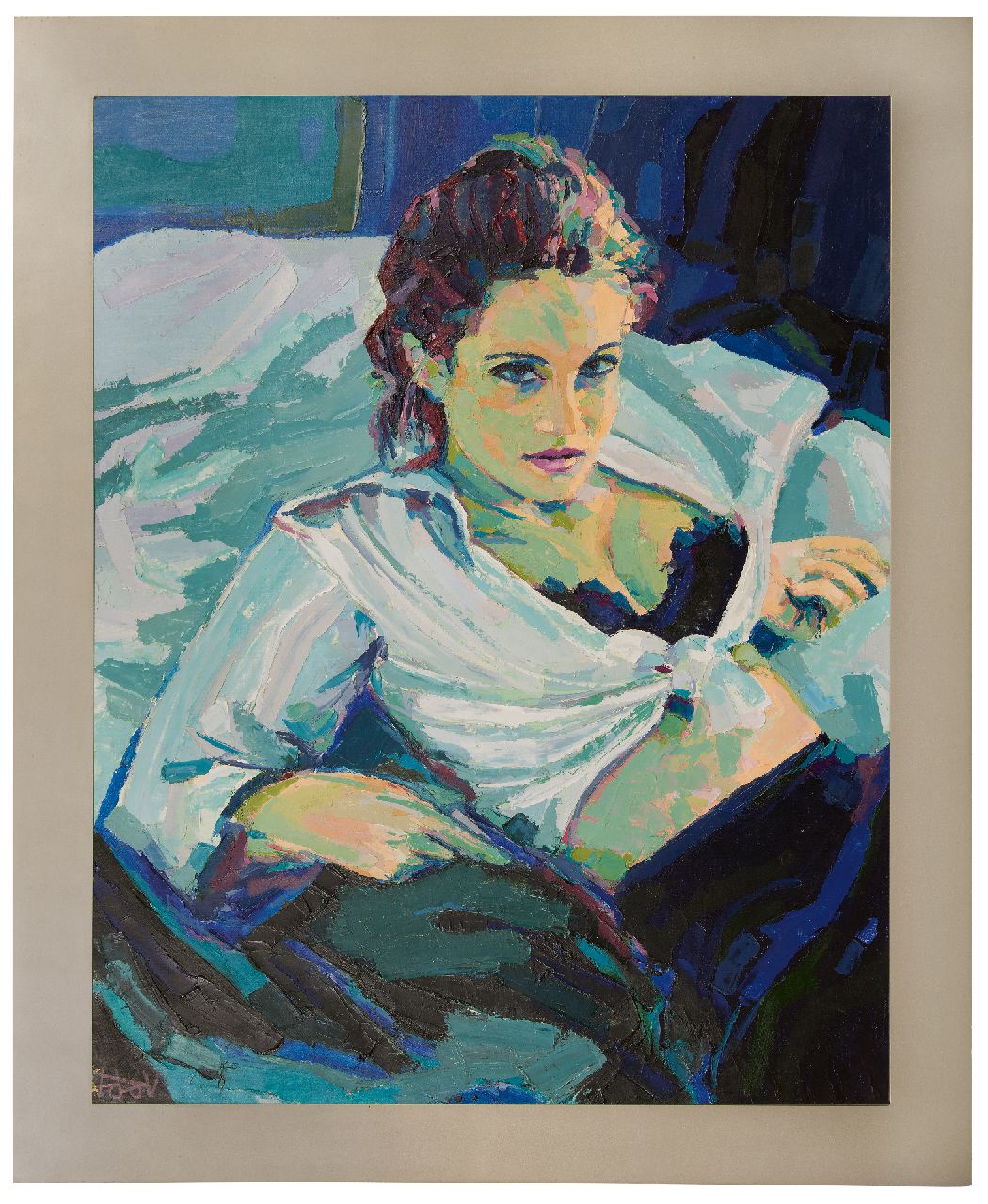Vunderink I.P. | 'Ido' Pieter Vunderink, Portret van een vrouw, olieverf op doek 123,9 x 98,3 cm, gesigneerd linksonder en te dateren ca. 1967 Vunderink I.P. | 'Ido' Pieter Vunderink, Portret van een vrouw, olieverf op doek 123,9 x 98,3 cm, gesigneerd linksonder en te dateren ca. 1967