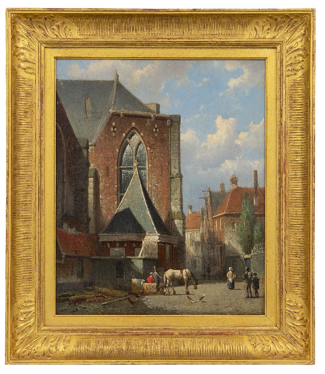 Koekkoek W. | Willem Koekkoek | Schilderijen te koop aangeboden | Gezicht op de Oude Kerk, Amsterdam, olieverf op paneel 35,4 x 29,0 cm, te dateren 1860-1862 Koekkoek W. | Willem Koekkoek | Schilderijen te koop aangeboden | Gezicht op de Oude Kerk, Amsterdam, olieverf op paneel 35,4 x 29,0 cm, te dateren 1860-1862