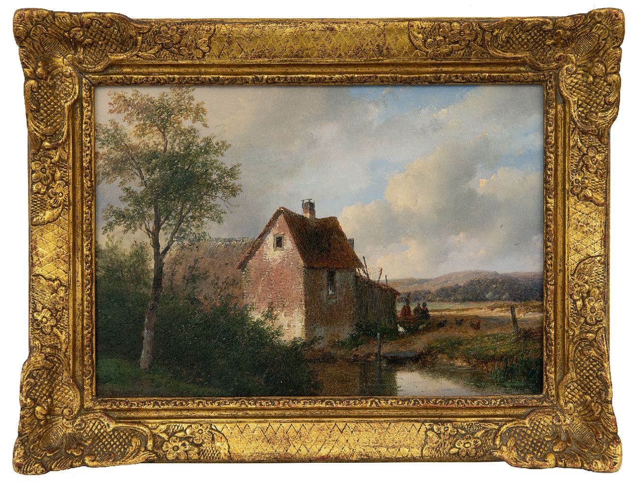 Schelfhout A. | Andreas Schelfhout, Landschap met boerderij, olieverf op paneel 20,5 x 28,5 cm, gesigneerd linksonder en gedateerd 1866 Schelfhout A. | Andreas Schelfhout, Landschap met boerderij, olieverf op paneel 20,5 x 28,5 cm, gesigneerd linksonder en gedateerd 1866