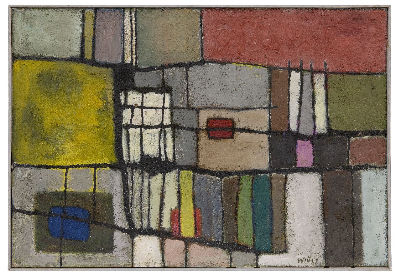 Leewens W.J. | Willibrordus Joseph 'Will' Leewens, Zwerfblokken, olieverf op board 46,8 x 67,3 cm, gesigneerd rechtsonder en gedateerd '57 Leewens W.J. | Willibrordus Joseph 'Will' Leewens, Zwerfblokken, olieverf op board 46,8 x 67,3 cm, gesigneerd rechtsonder en gedateerd '57