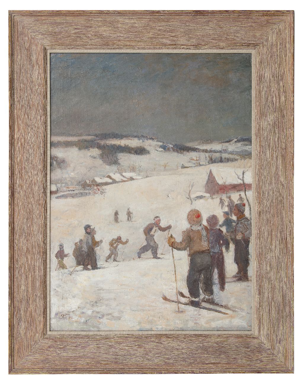 Oplt O. | Oldřich Oplt, De skiloopwedstrijd, olieverf op doek 99,7 x 72,8 cm, gesigneerd linksonder en gedateerd '52 Oplt O. | Oldřich Oplt, De skiloopwedstrijd, olieverf op doek 99,7 x 72,8 cm, gesigneerd linksonder en gedateerd '52