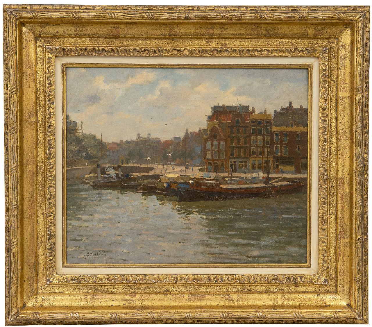 Bobeldijk F.  | Felicien Bobeldijk | Schilderijen te koop aangeboden | Gezicht op De Buitenkant (Prins Hendrikkade), Amsterdam, olieverf op doek 30,6 x 37,0 cm, gesigneerd linksonder