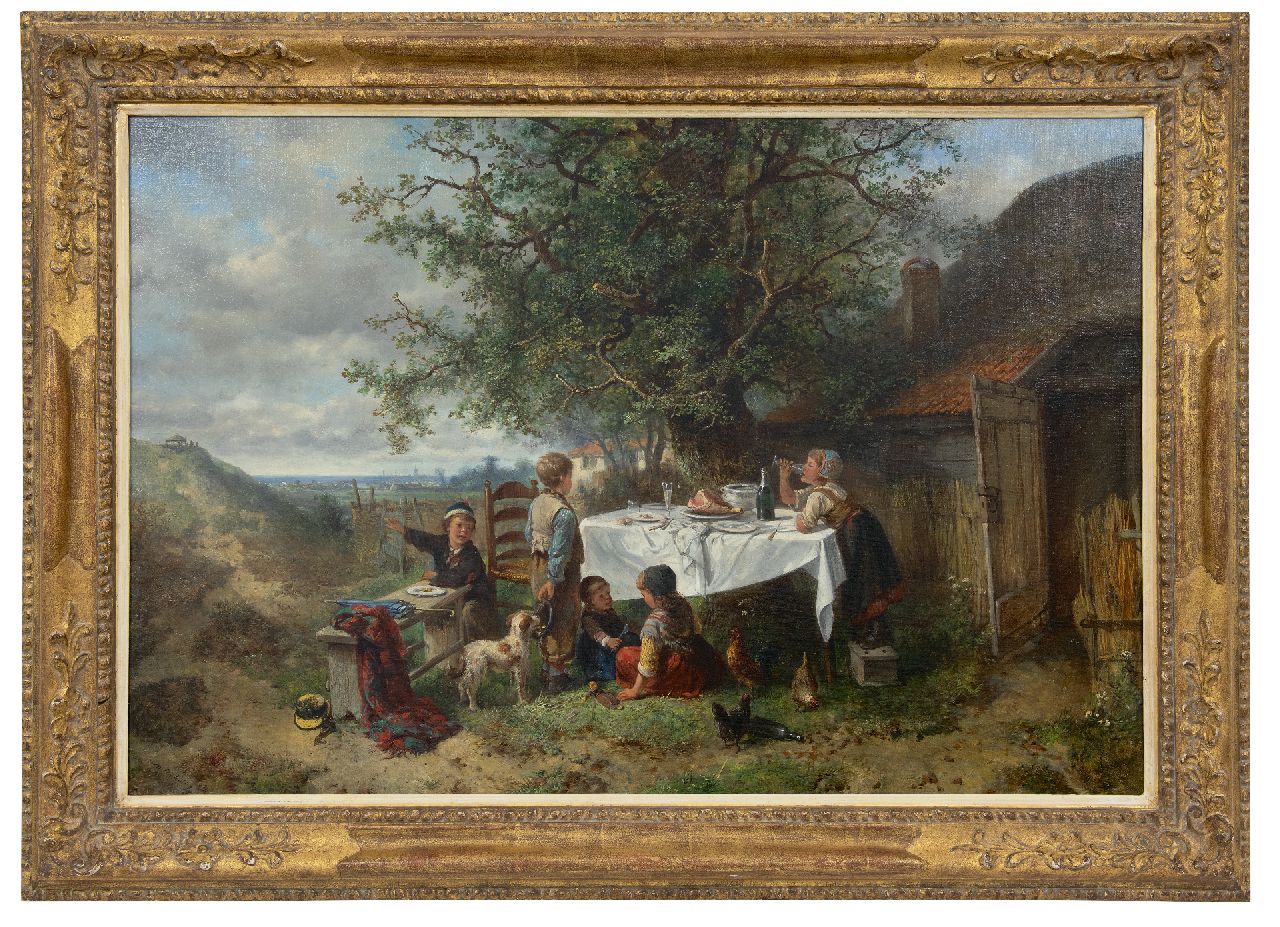 Kate J.M.H. ten | Johan 'Mari' Henri ten Kate | Schilderijen te koop aangeboden | Een onverwachte picknick, olieverf op doek 60,5 x 90,5 cm, gesigneerd linksonder Kate J.M.H. ten | Johan 'Mari' Henri ten Kate | Schilderijen te koop aangeboden | Een onverwachte picknick, olieverf op doek 60,5 x 90,5 cm, gesigneerd linksonder