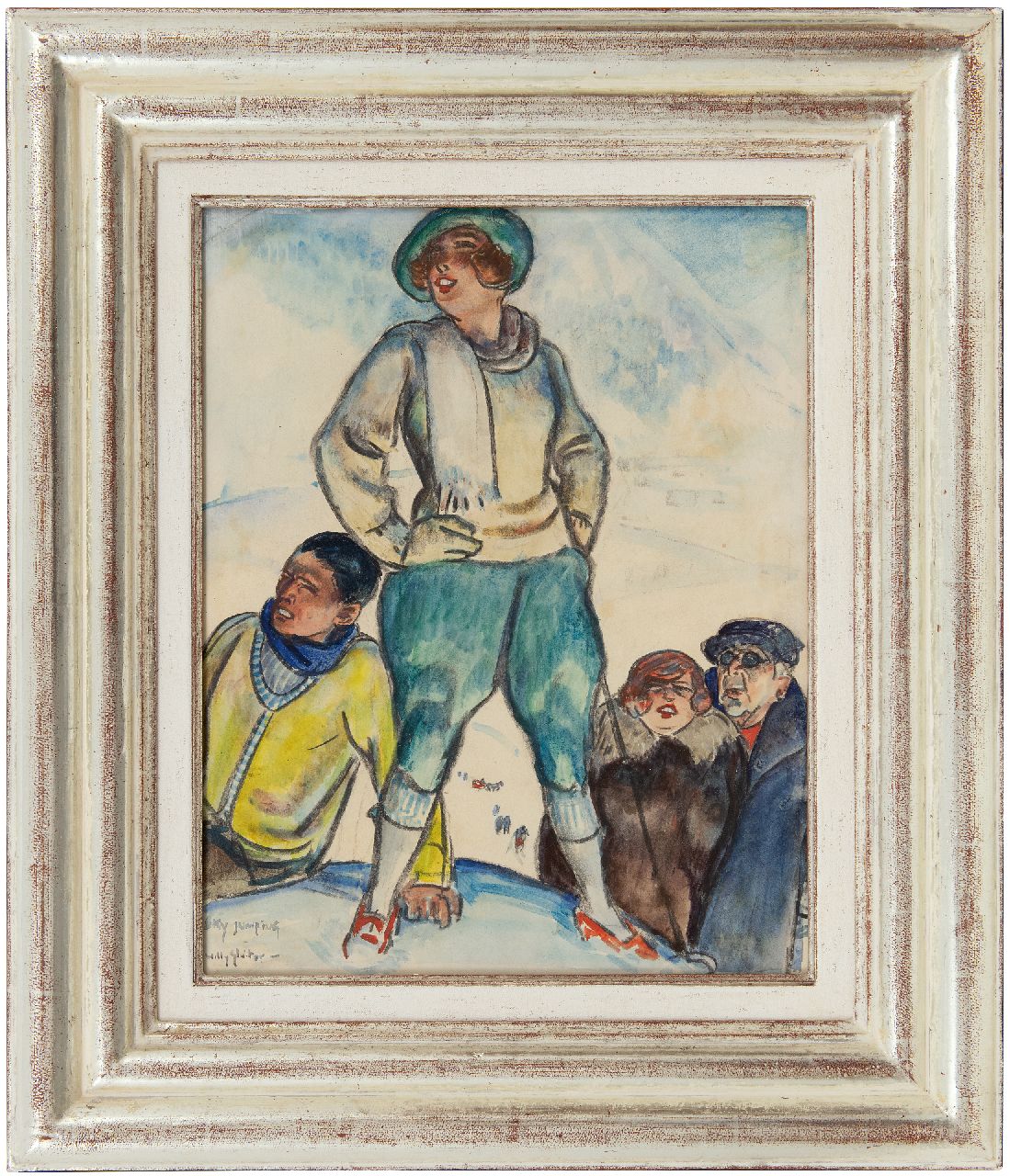 Sluiter J.W. | Jan Willem 'Willy' Sluiter | Aquarellen en tekeningen te koop aangeboden | Sky jumping, zwart krijt en aquarel op papier 48,0 x 38,0 cm, gesigneerd linksonder Sluiter J.W. | Jan Willem 'Willy' Sluiter | Aquarellen en tekeningen te koop aangeboden | Sky jumping, zwart krijt en aquarel op papier 48,0 x 38,0 cm, gesigneerd linksonder