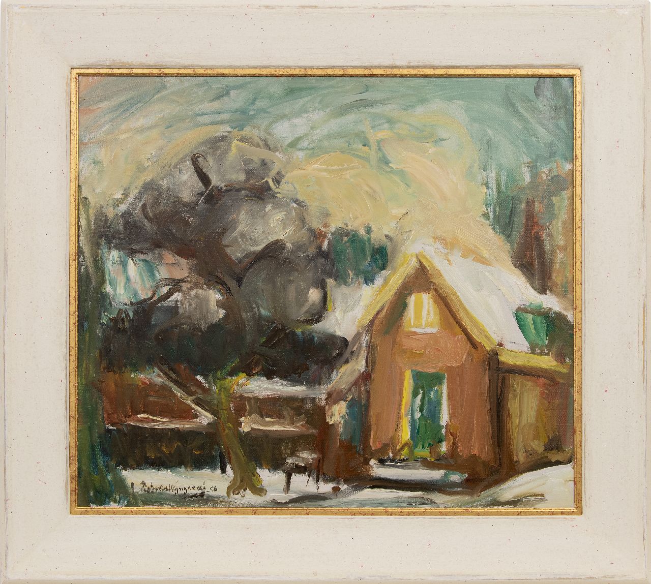 Wijngaerdt P.T. van | Petrus Theodorus 'Piet' van Wijngaerdt | Schilderijen te koop aangeboden | Winter in Abcoude, olieverf op doek 70,5 x 80,3 cm, gesigneerd linksonder en gedateerd '56 Wijngaerdt P.T. van | Petrus Theodorus 'Piet' van Wijngaerdt | Schilderijen te koop aangeboden | Winter in Abcoude, olieverf op doek 70,5 x 80,3 cm, gesigneerd linksonder en gedateerd '56