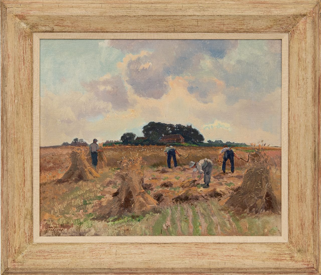 Elsinga J. | Johannes 'Joh' Elsinga | Schilderijen te koop aangeboden | Oogsttijd, olieverf op doek 46,1 x 56,1 cm, gesigneerd linksonder en gedateerd Aug 1942 Elsinga J. | Johannes 'Joh' Elsinga | Schilderijen te koop aangeboden | Oogsttijd, olieverf op doek 46,1 x 56,1 cm, gesigneerd linksonder en gedateerd Aug 1942