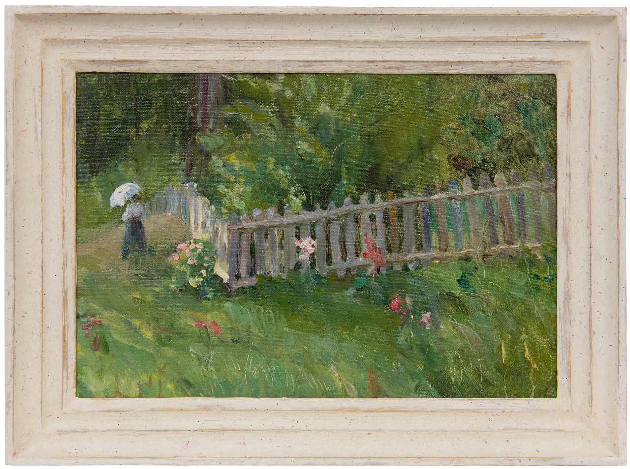 Toussaint F. | Fernand Toussaint | Schilderijen te koop aangeboden | Wandeling in de tuin, olieverf op doek op board 29,3 x 42,3 cm Toussaint F. | Fernand Toussaint | Schilderijen te koop aangeboden | Wandeling in de tuin, olieverf op doek op board 29,3 x 42,3 cm