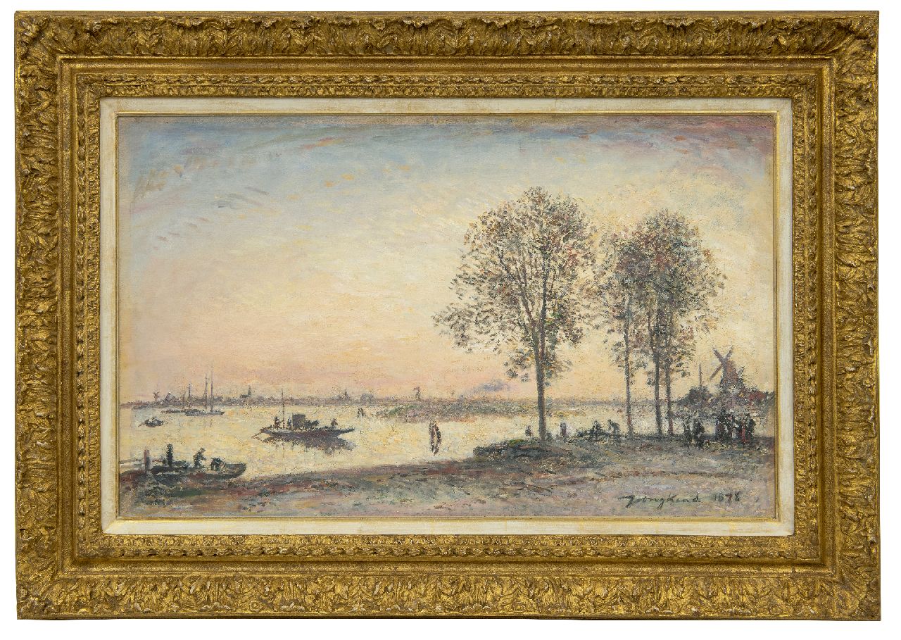 Jongkind J.B. | Johan Barthold Jongkind | Schilderijen te koop aangeboden | La Meuse et le Merwede devant Dordrecht (Hollande), effet de Soir, olieverf op doek 41,0 x 66,0 cm, gesigneerd rechtsonder en gedateerd 1878 Jongkind J.B. | Johan Barthold Jongkind | Schilderijen te koop aangeboden | La Meuse et le Merwede devant Dordrecht (Hollande), effet de Soir, olieverf op doek 41,0 x 66,0 cm, gesigneerd rechtsonder en gedateerd 1878