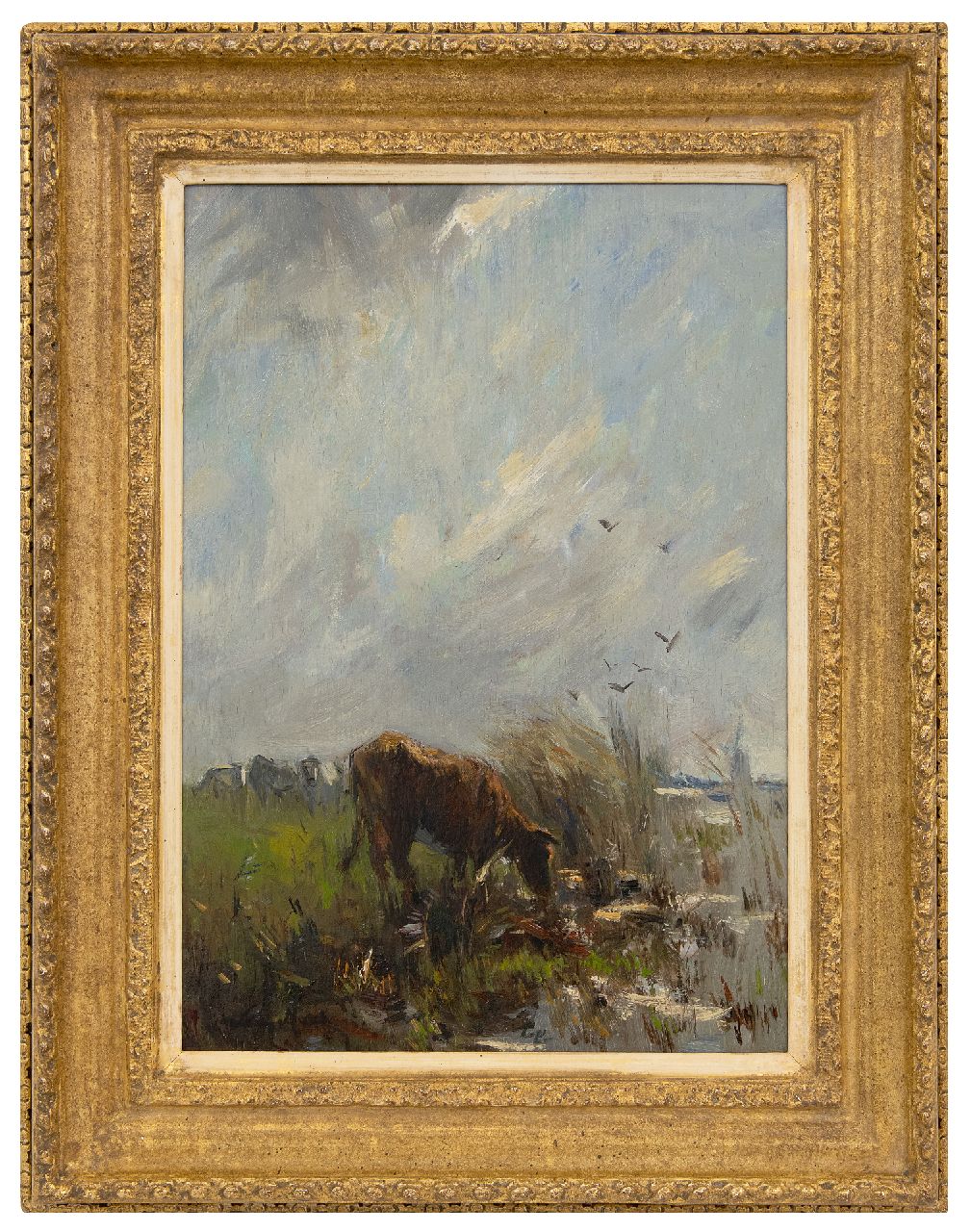 Maris W. | Willem Maris, Grazende koeien bij het water, olieverf op paneel 38,0 x 27,2 cm, gesigneerd linksonder Maris W. | Willem Maris, Grazende koeien bij het water, olieverf op paneel 38,0 x 27,2 cm, gesigneerd linksonder