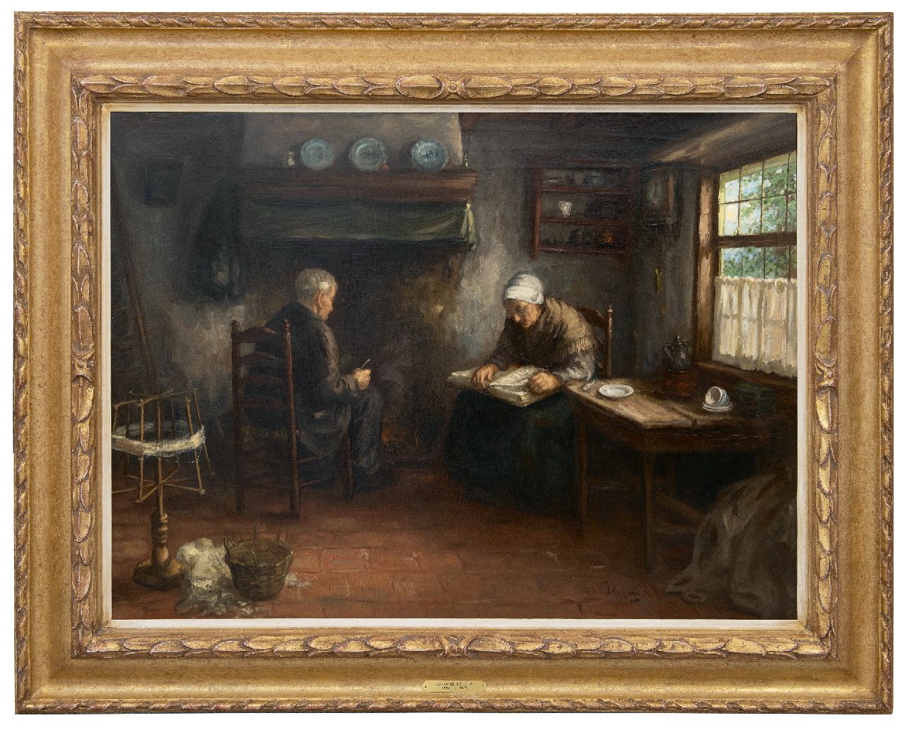 Jong J. de | Johannes 'Jan' de Jong, Bijbellezen, olieverf op doek 60,2 x 80,3 cm, gesigneerd rechtsonder
