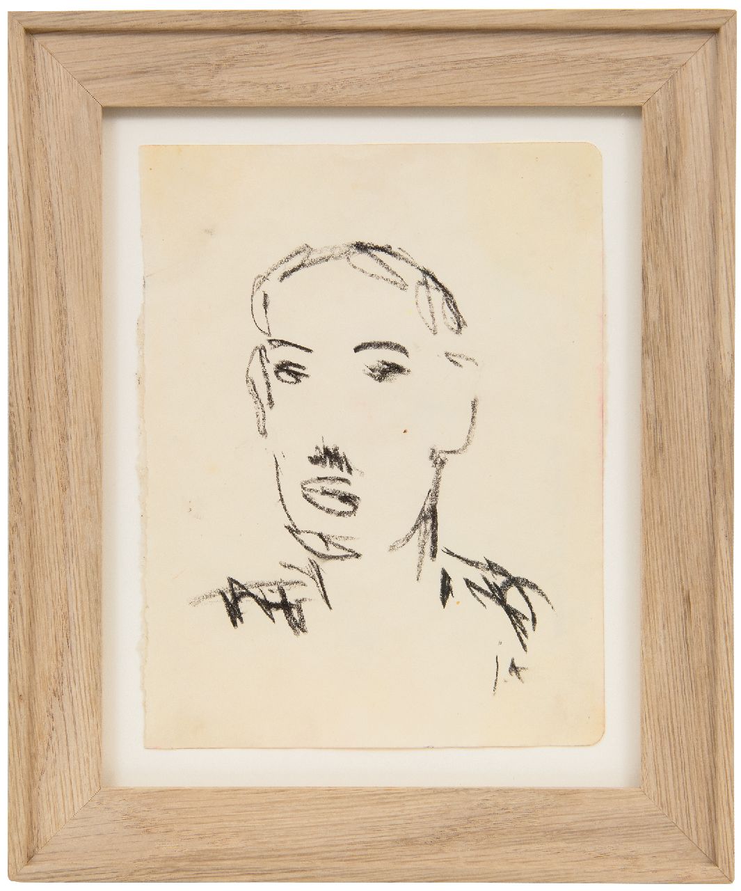Altink J.  | Jan Altink | Aquarellen en tekeningen te koop aangeboden | Portret, ws Hendrik Werkman, zwart krijt op papier 16,5 x 12,7 cm, gesigneerd rechtsonder met initialen