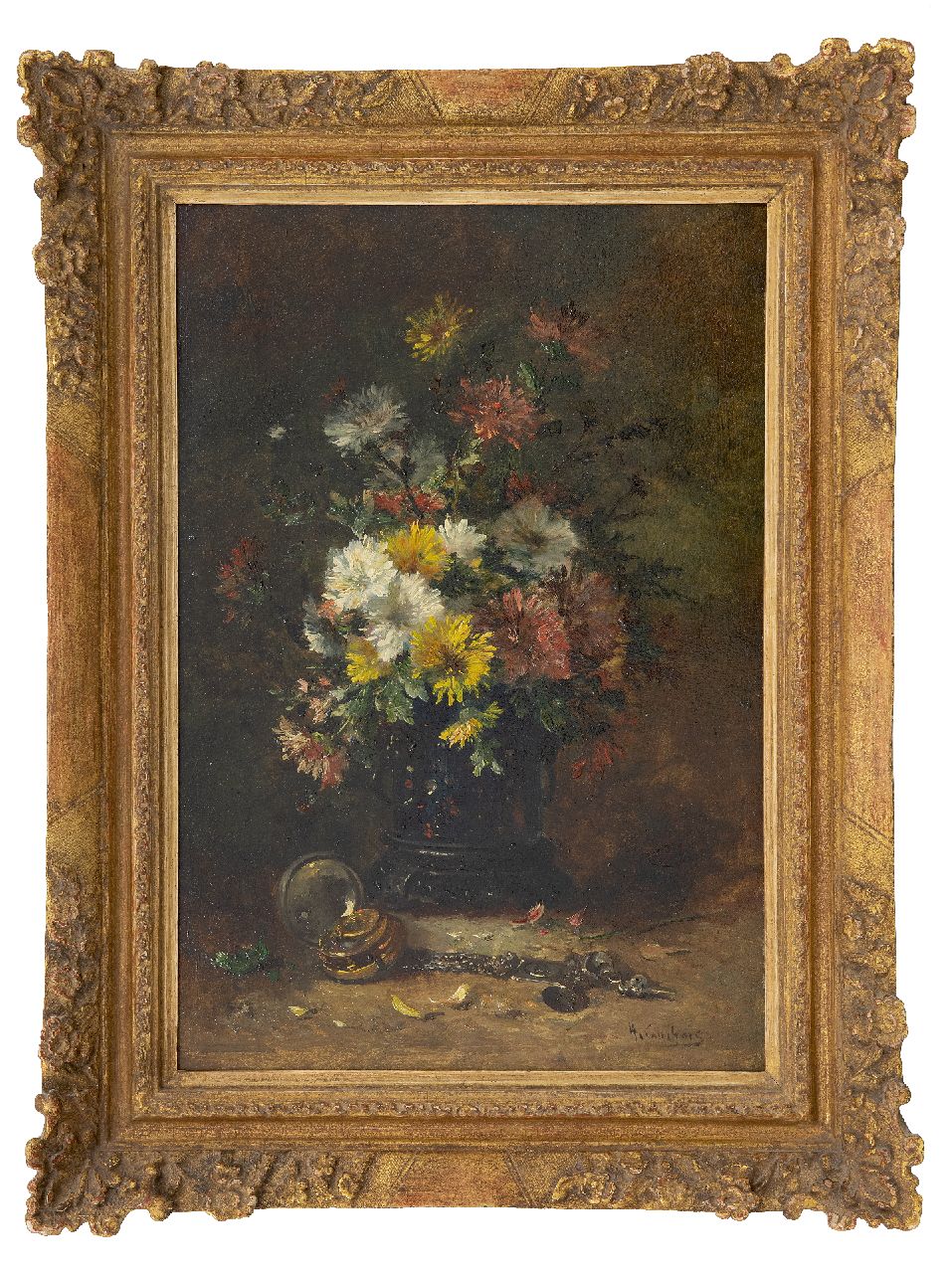 Cauchois E.H. | Eugène-Henri Cauchois | Schilderijen te koop aangeboden | Stilleven met asters, olieverf op paneel 46,2 x 31,3 cm, gesigneerd rechtsonder Cauchois E.H. | Eugène-Henri Cauchois | Schilderijen te koop aangeboden | Stilleven met asters, olieverf op paneel 46,2 x 31,3 cm, gesigneerd rechtsonder