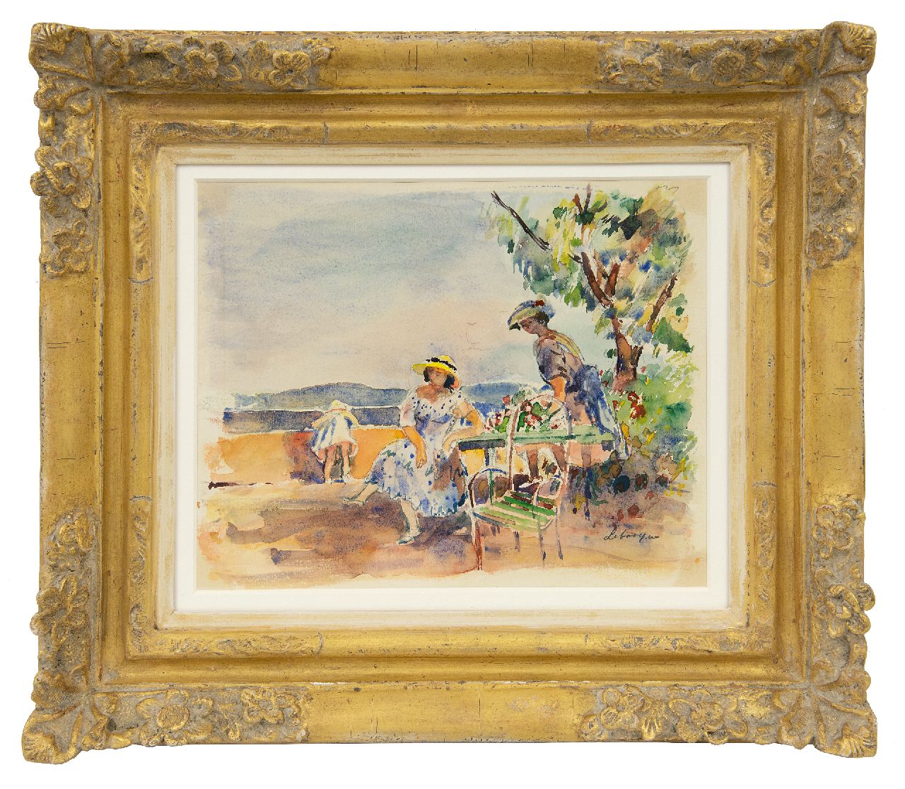 Lebasque H.  | Joseph 'Henri' Baptiste Lebasque, Op het terras, aquarel op papier 23,0 x 28,0 cm, gesigneerd rechtsonder