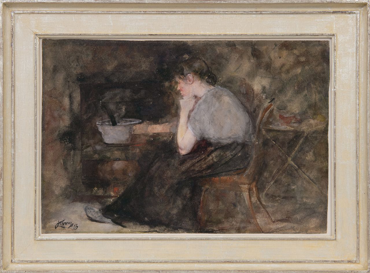 Toorop J.Th.  | Johannes Theodorus 'Jan' Toorop, Na de arbeid, aquarel op papier 36,5 x 54,0 cm, gesigneerd linksonder en gedateerd '83