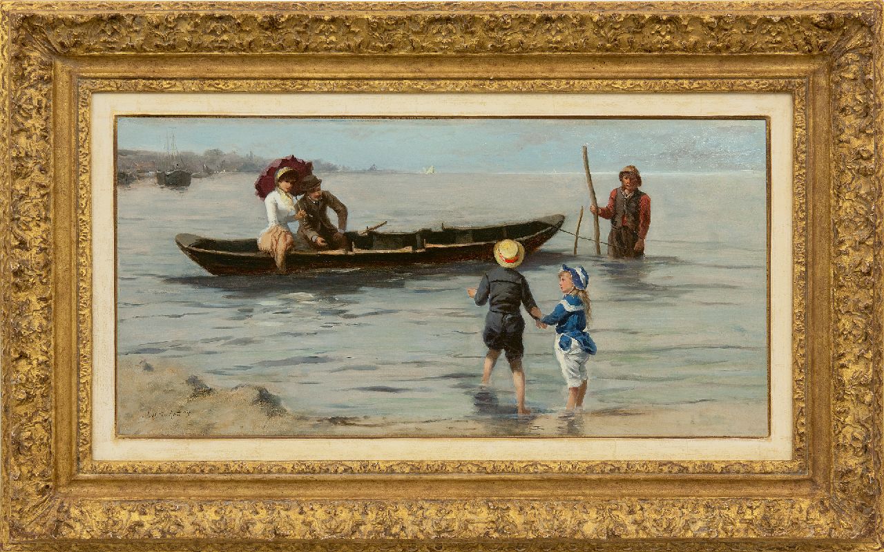 Kate J.M. ten | Johannes Marius ten Kate | Schilderijen te koop aangeboden | Voor het spelevaren, olieverf op paneel 33,9 x 69,7 cm, gesigneerd linksonder