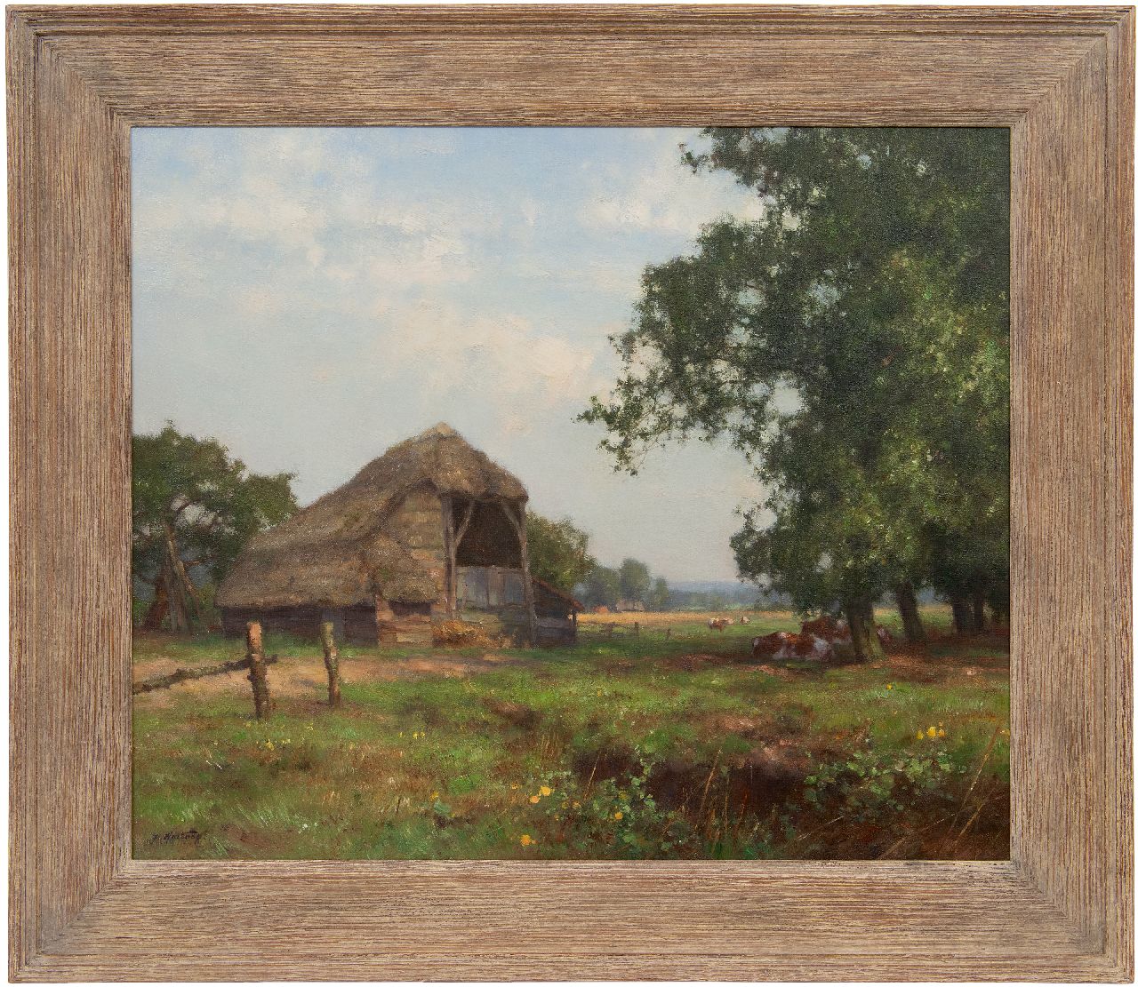 Holtrup J.  | Jan Holtrup | Schilderijen te koop aangeboden | Koeienschuur in Havelte, olieverf op doek 50,2 x 60,2 cm, gesigneerd linksonder