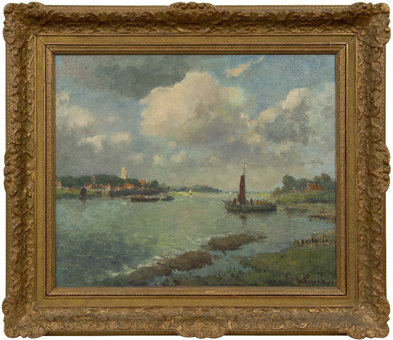 Wetering de Rooij J.E. van de | Johannes Embrosius van de Wetering de Rooij | Schilderijen te koop aangeboden | De Waal bij Zaltbommel, olieverf op doek 50,3 x 60,1 cm, gesigneerd rechtsonder Wetering de Rooij J.E. van de | Johannes Embrosius van de Wetering de Rooij | Schilderijen te koop aangeboden | De Waal bij Zaltbommel, olieverf op doek 50,3 x 60,1 cm, gesigneerd rechtsonder