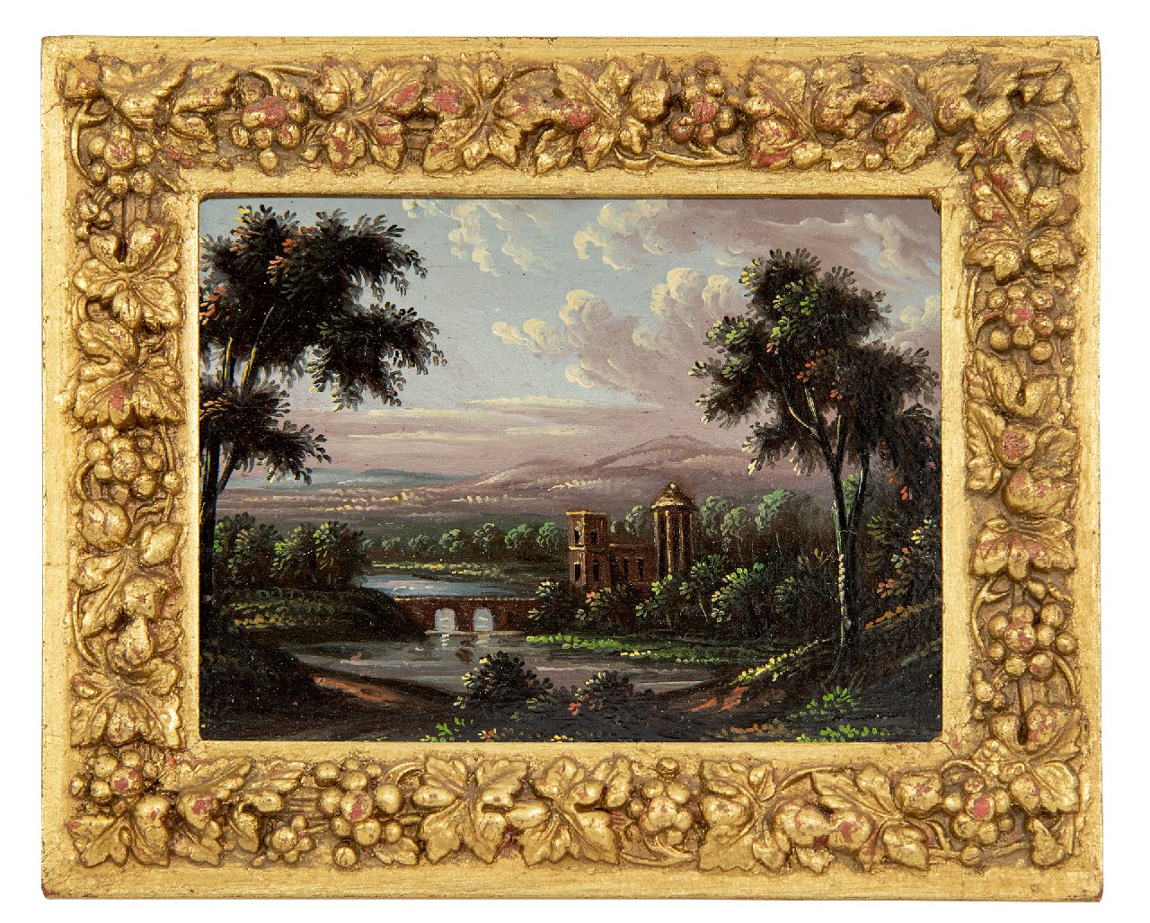 Italiaanse School, 18e eeuw   | Italiaanse School, 18e eeuw | Schilderijen te koop aangeboden | Italianiserend landschap, olieverf op koper 7,0 x 9,0 cm