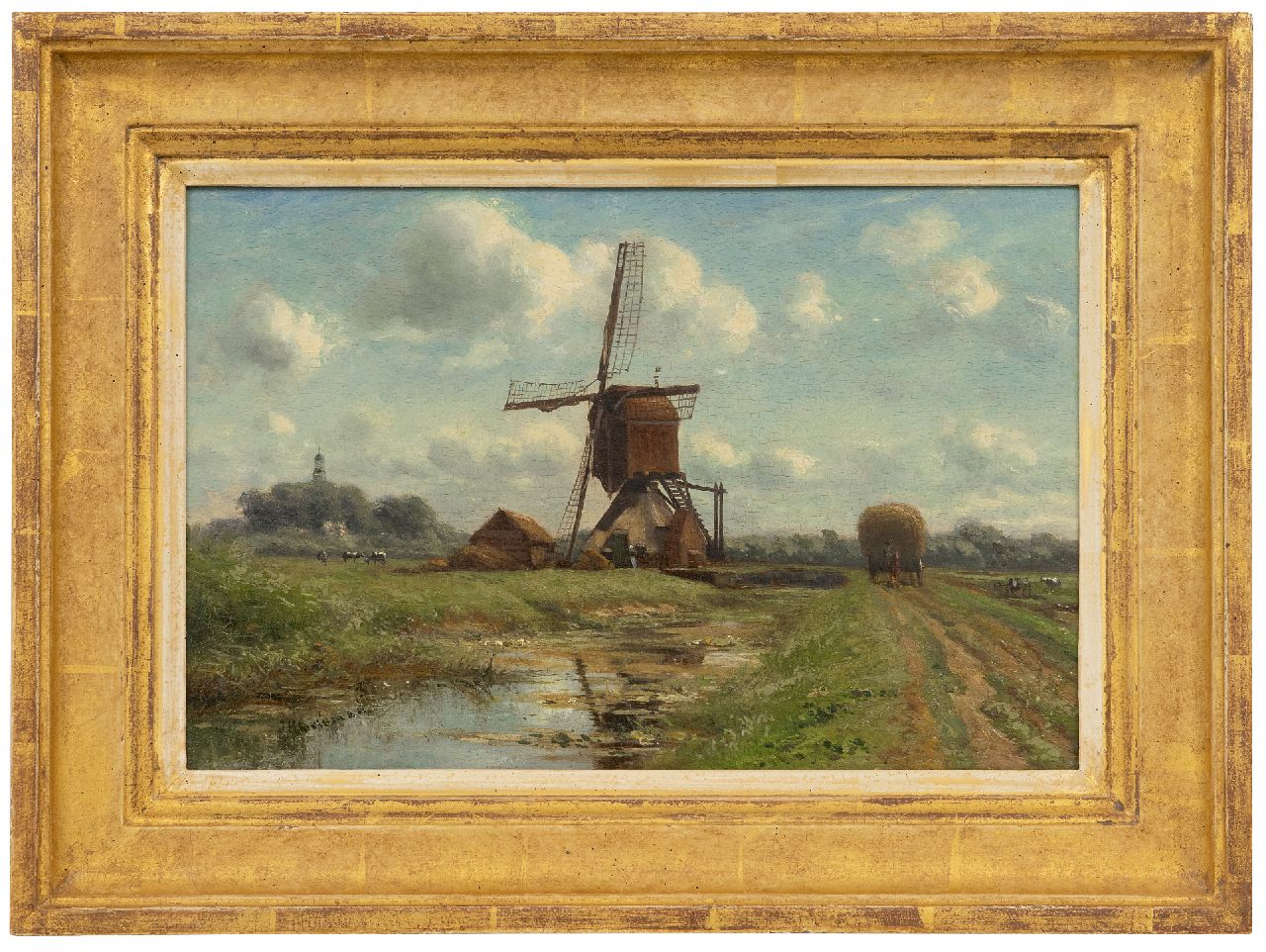 Doeleman J.H. | Johan Hendrik Doeleman | Schilderijen te koop aangeboden | Polderlandschap met wipmolen, olieverf op paneel 21,8 x 32,8 cm, gesigneerd linksonder Doeleman J.H. | Johan Hendrik Doeleman | Schilderijen te koop aangeboden | Polderlandschap met wipmolen, olieverf op paneel 21,8 x 32,8 cm, gesigneerd linksonder