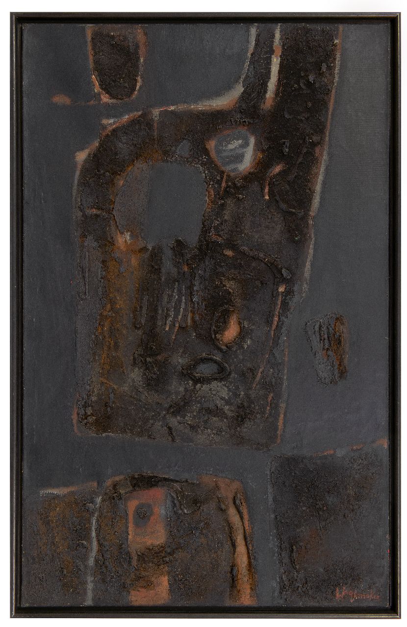 Wagemaker A.B. | Adriaan Barend 'Jaap' Wagemaker | Schilderijen te koop aangeboden | Peinture Noire, gemengde techniek op doek 93,7 x 59,0 cm, gesigneerd rechtsonder en verso gedateerd '56 Wagemaker A.B. | Adriaan Barend 'Jaap' Wagemaker | Schilderijen te koop aangeboden | Peinture Noire, gemengde techniek op doek 93,7 x 59,0 cm, gesigneerd rechtsonder en verso gedateerd '56