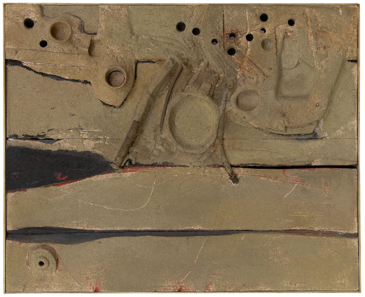 Wagemaker A.B. | Adriaan Barend 'Jaap' Wagemaker | te koop aangeboden | Structure en sable, gemengde techniek 52,5 x 65,0 cm, gesigneerd rechtsonder en gedateerd '61 Wagemaker A.B. | Adriaan Barend 'Jaap' Wagemaker | te koop aangeboden | Structure en sable, gemengde techniek 52,5 x 65,0 cm, gesigneerd rechtsonder en gedateerd '61
