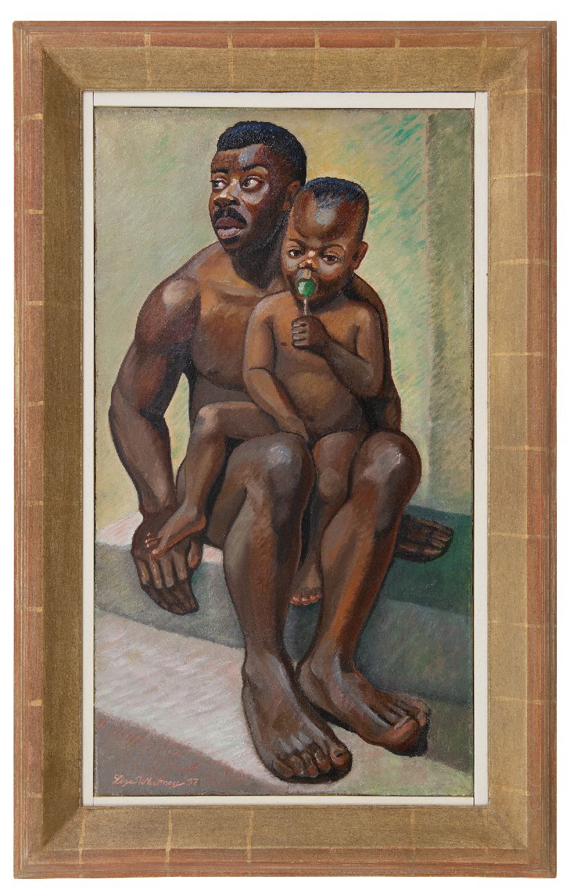 Whitney L.  | Lisa Whitney | Schilderijen te koop aangeboden | Vader en zoon, olieverf op doek 91,8 x 50,8 cm, gesigneerd linksonder en gedateerd '37