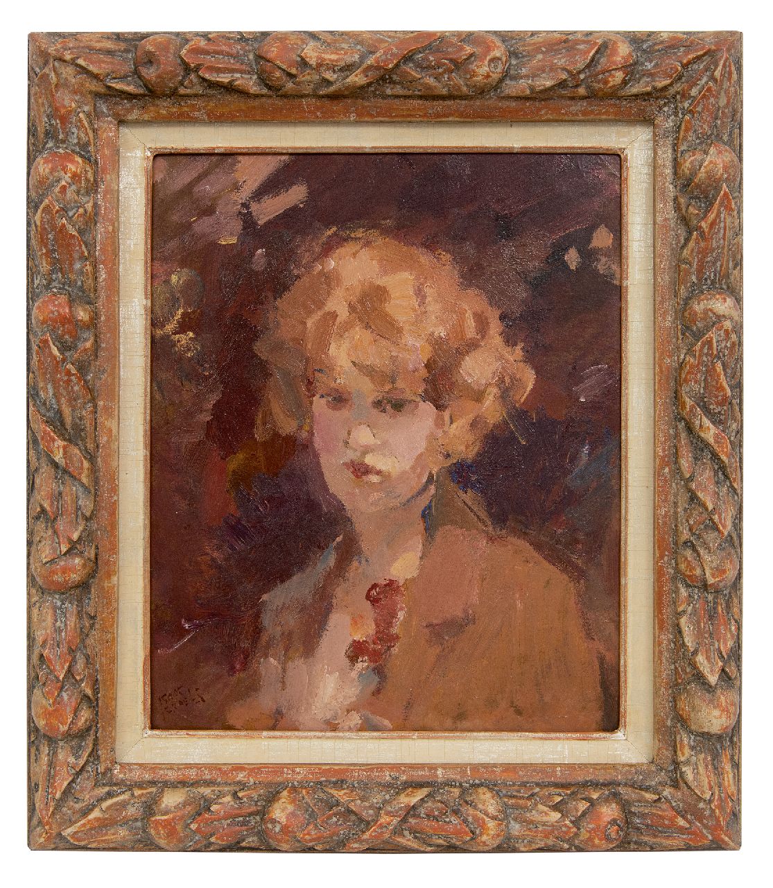 Israels I.L.  | 'Isaac' Lazarus Israels, Portret van een jonge vrouw, olieverf op papier op paneel 30,4 x 24,9 cm, gesigneerd linksonder