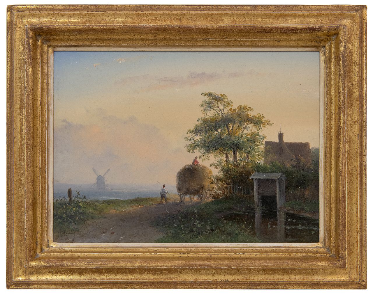 Hans J.G.  | Josephus Gerardus Hans | Schilderijen te koop aangeboden | Huiswaarts na het hooien, olieverf op paneel 21,2 x 29,0 cm, gesigneerd linksonder en gedateerd '47