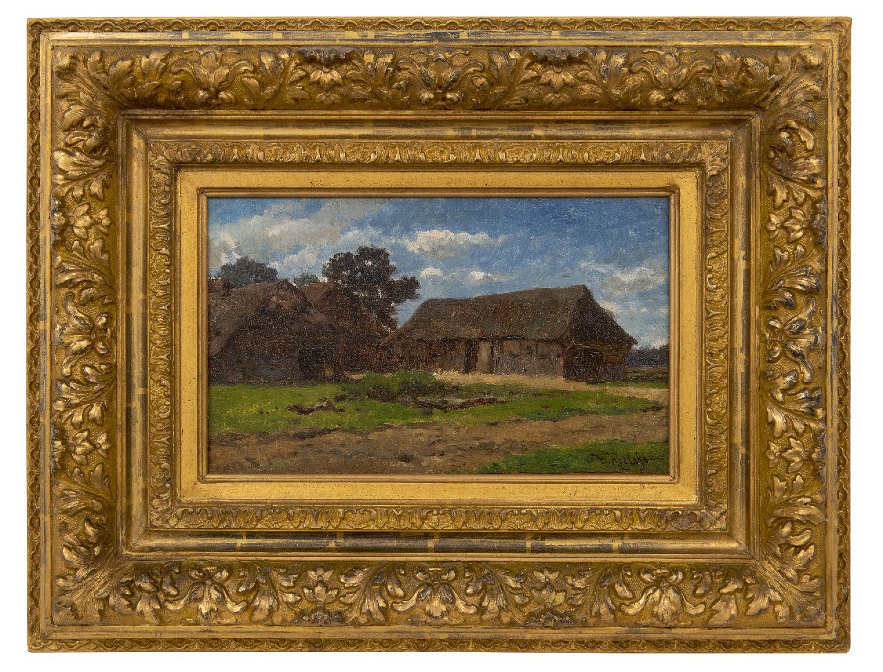 Roelofs W.  | Willem Roelofs | Schilderijen te koop aangeboden | Boerderij in Drenthe, olieverf op doek op paneel 24,8 x 39,6 cm, gesigneerd rechtsonder