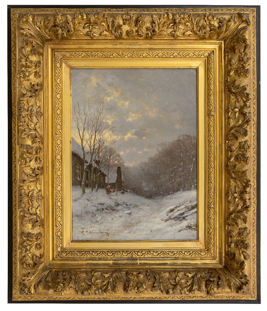 Eickelberg W.H. | Willem Hendrik Eickelberg | Schilderijen te koop aangeboden | Een besneeuwde bosweg, olieverf op doek 45,4 x 33,4 cm, gesigneerd linksonder en zonder lijst Eickelberg W.H. | Willem Hendrik Eickelberg | Schilderijen te koop aangeboden | Een besneeuwde bosweg, olieverf op doek 45,4 x 33,4 cm, gesigneerd linksonder en zonder lijst
