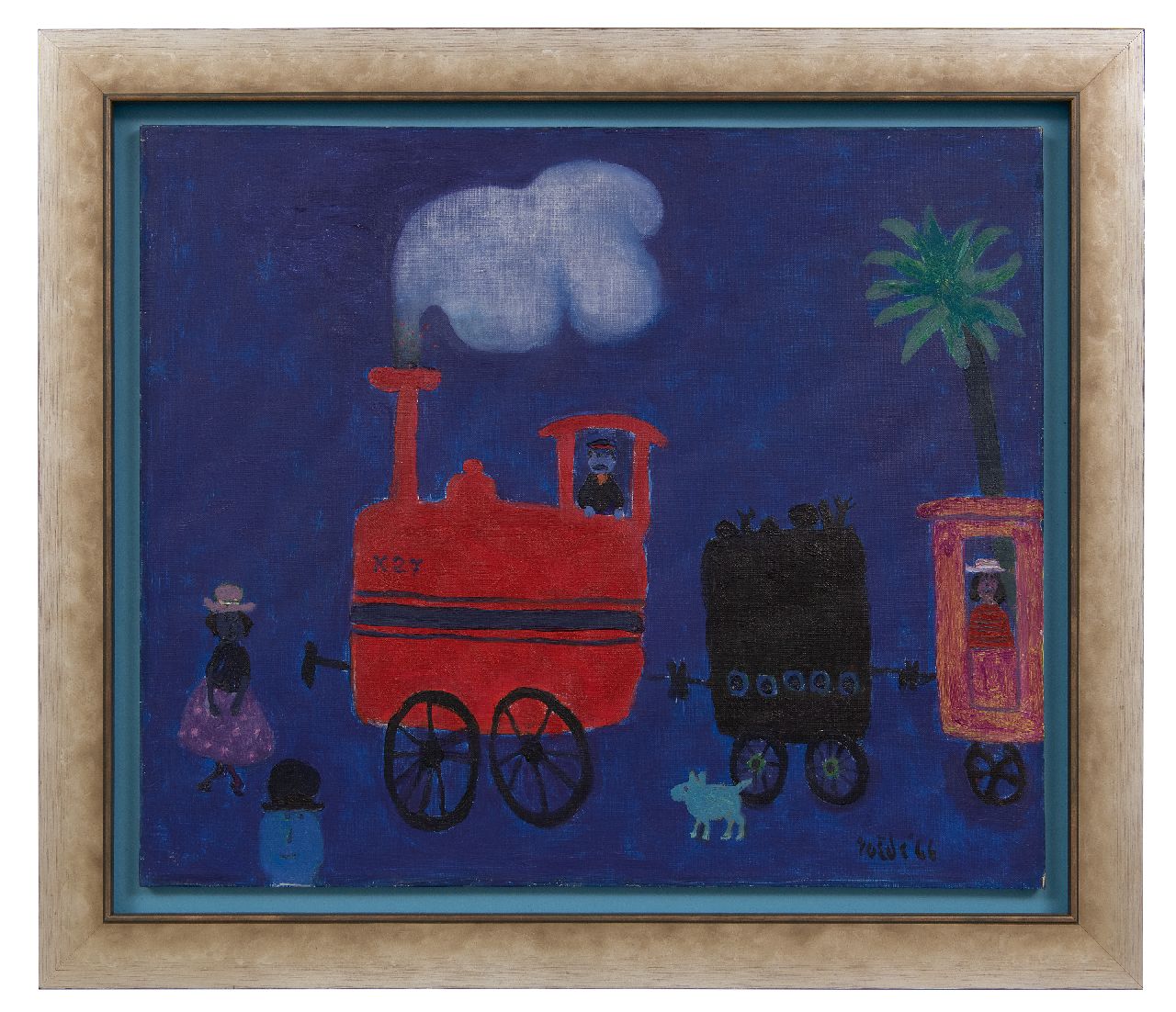 Roëde J. | Jan Roëde | Schilderijen te koop aangeboden | Nachttreintje, olieverf op doek 46,7 x 55,5 cm, gesigneerd rechtsonder en gedateerd '66 Roëde J. | Jan Roëde | Schilderijen te koop aangeboden | Nachttreintje, olieverf op doek 46,7 x 55,5 cm, gesigneerd rechtsonder en gedateerd '66
