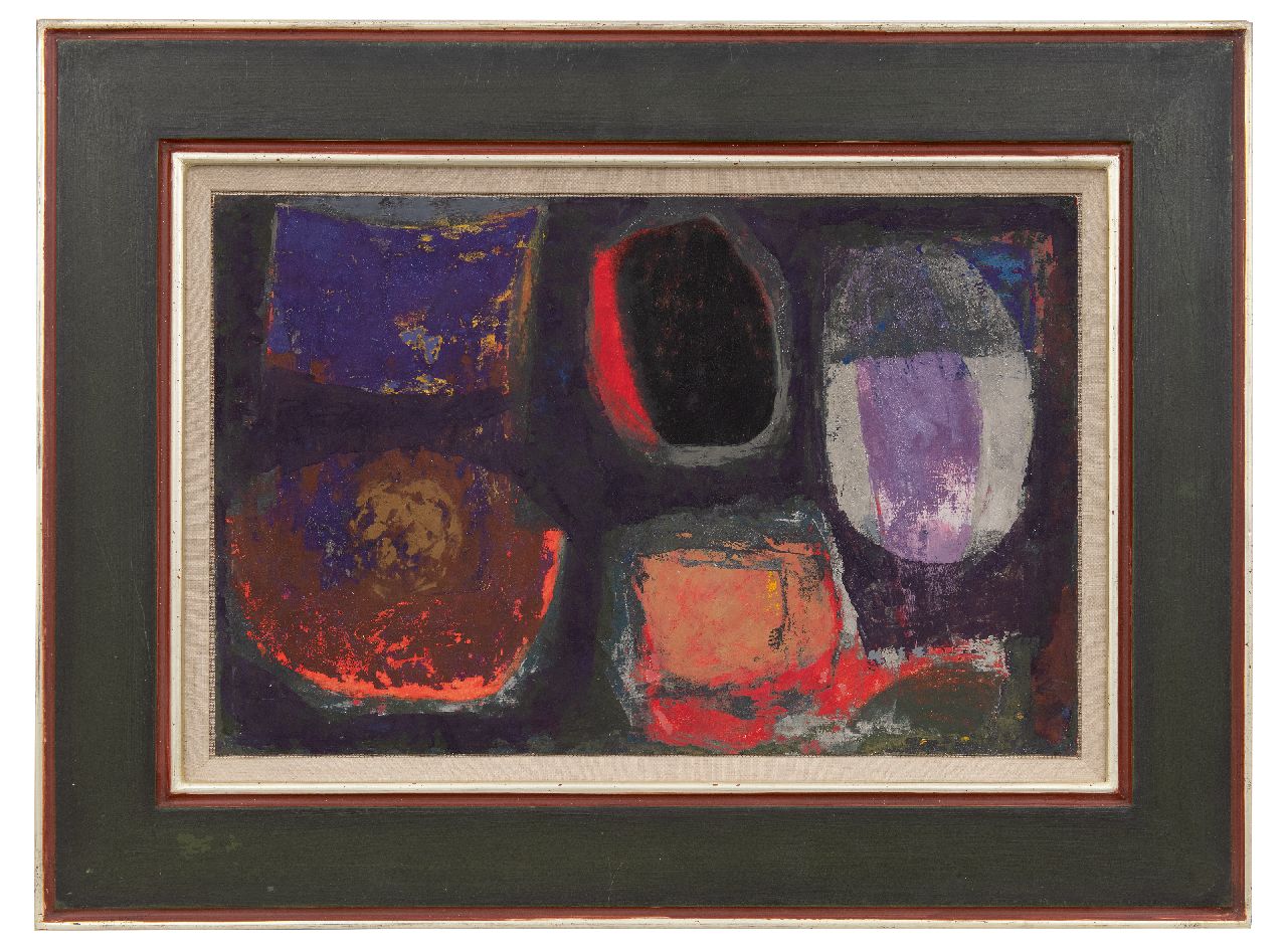 Leewens W.J.  | Willibrordus Joseph 'Will' Leewens, Kosmos, gouache op papier op board 32,0 x 52,0 cm, gesigneerd linksboven en gedateerd '62