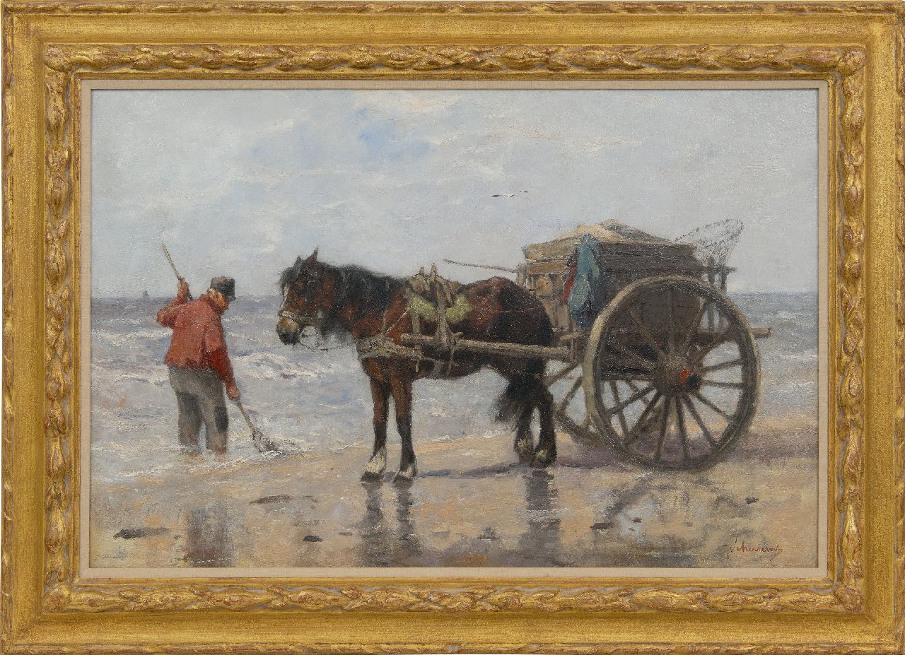 Scherrewitz J.F.C.  | Johan Frederik Cornelis Scherrewitz | Schilderijen te koop aangeboden | Schelpenvisser op het strand, olieverf op doek 57,7 x 86,4 cm, gesigneerd rechtsonder